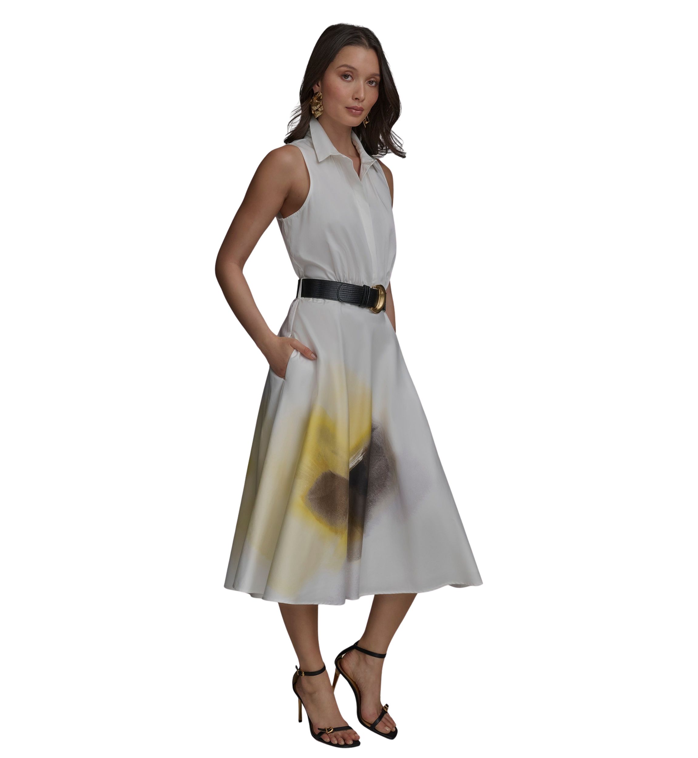 Womens Placement Printed Belted Shirtdress