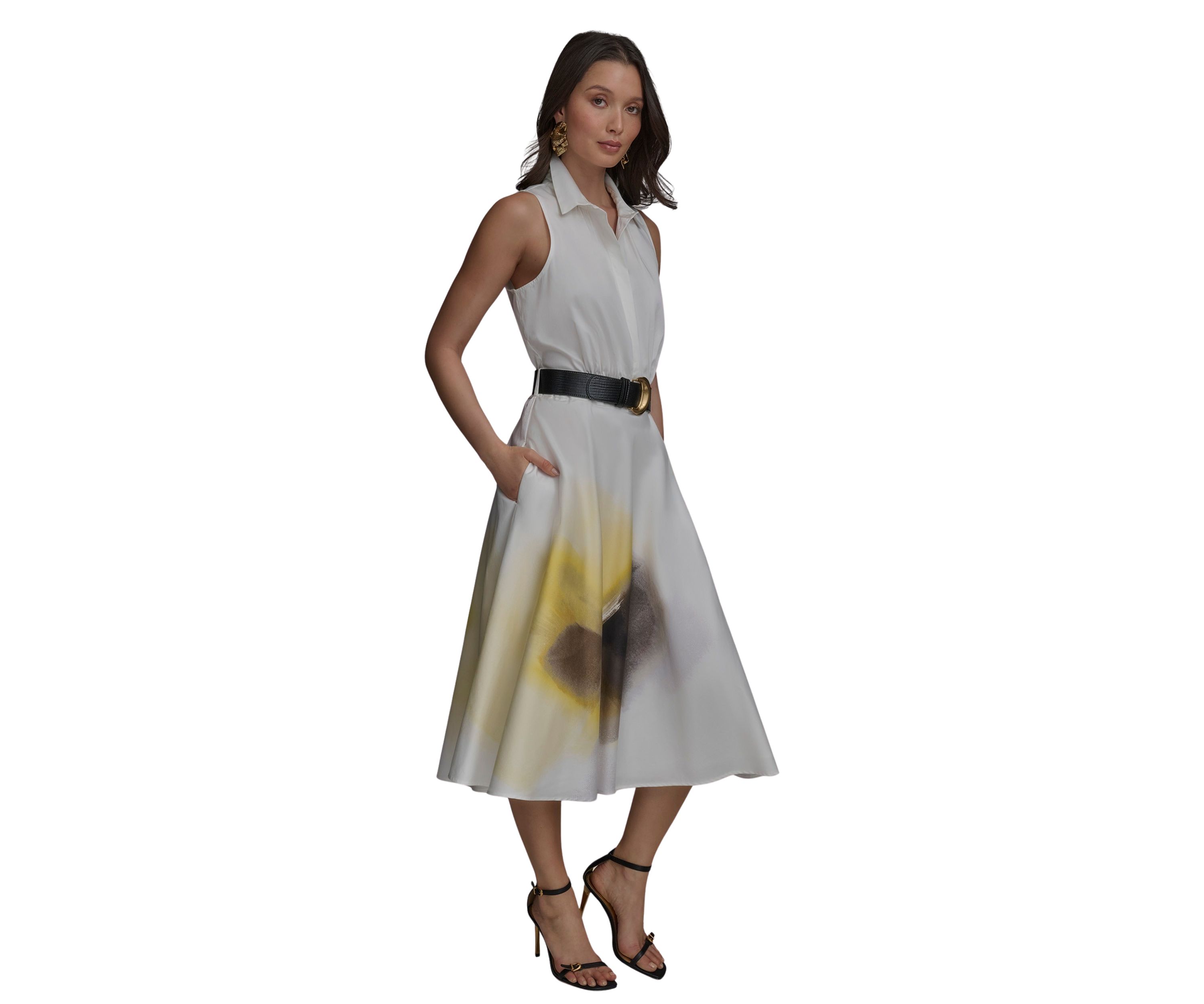 Womens Placement Printed Belted Shirtdress