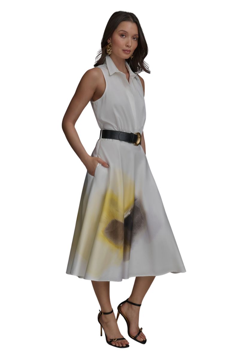 Womens Placement Printed Belted Shirtdress