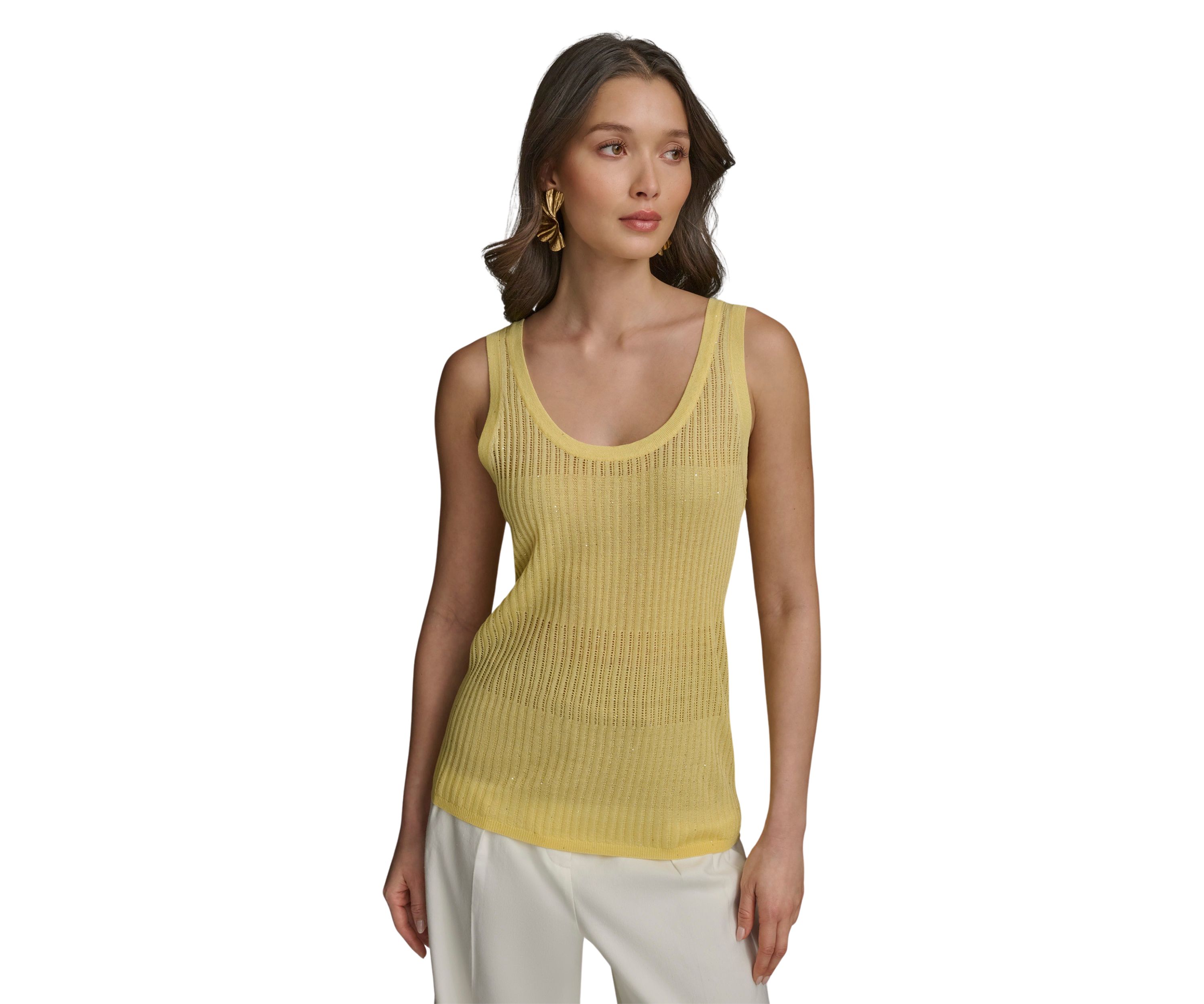 Womens Open Stitch Sleeveless Sweater