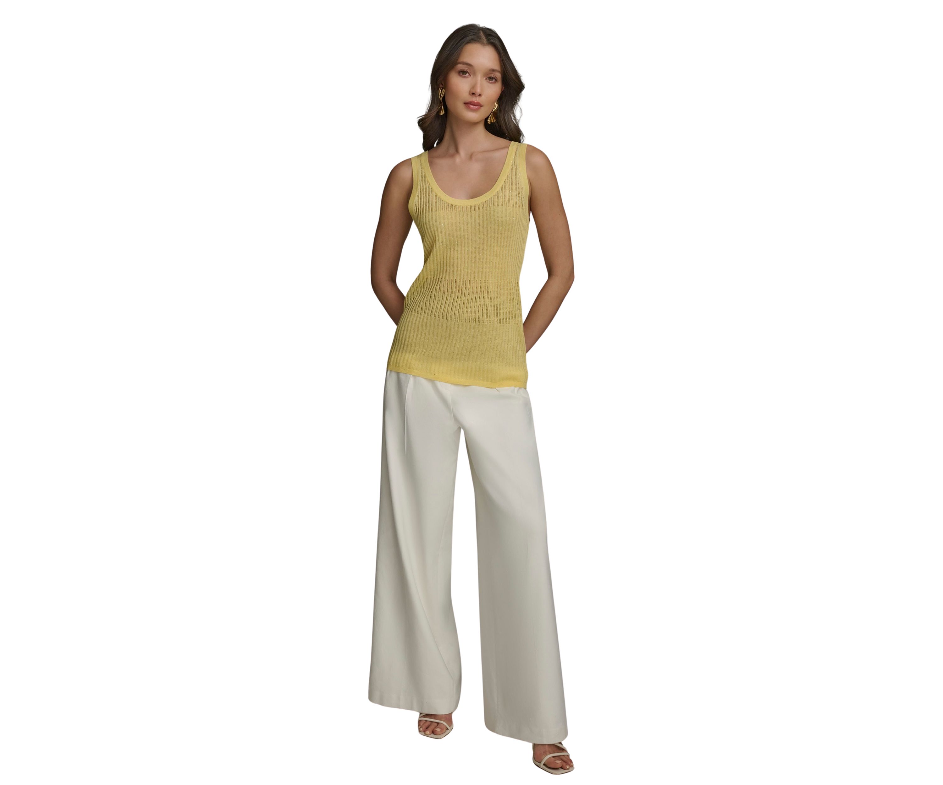 Womens Open Stitch Sleeveless Sweater