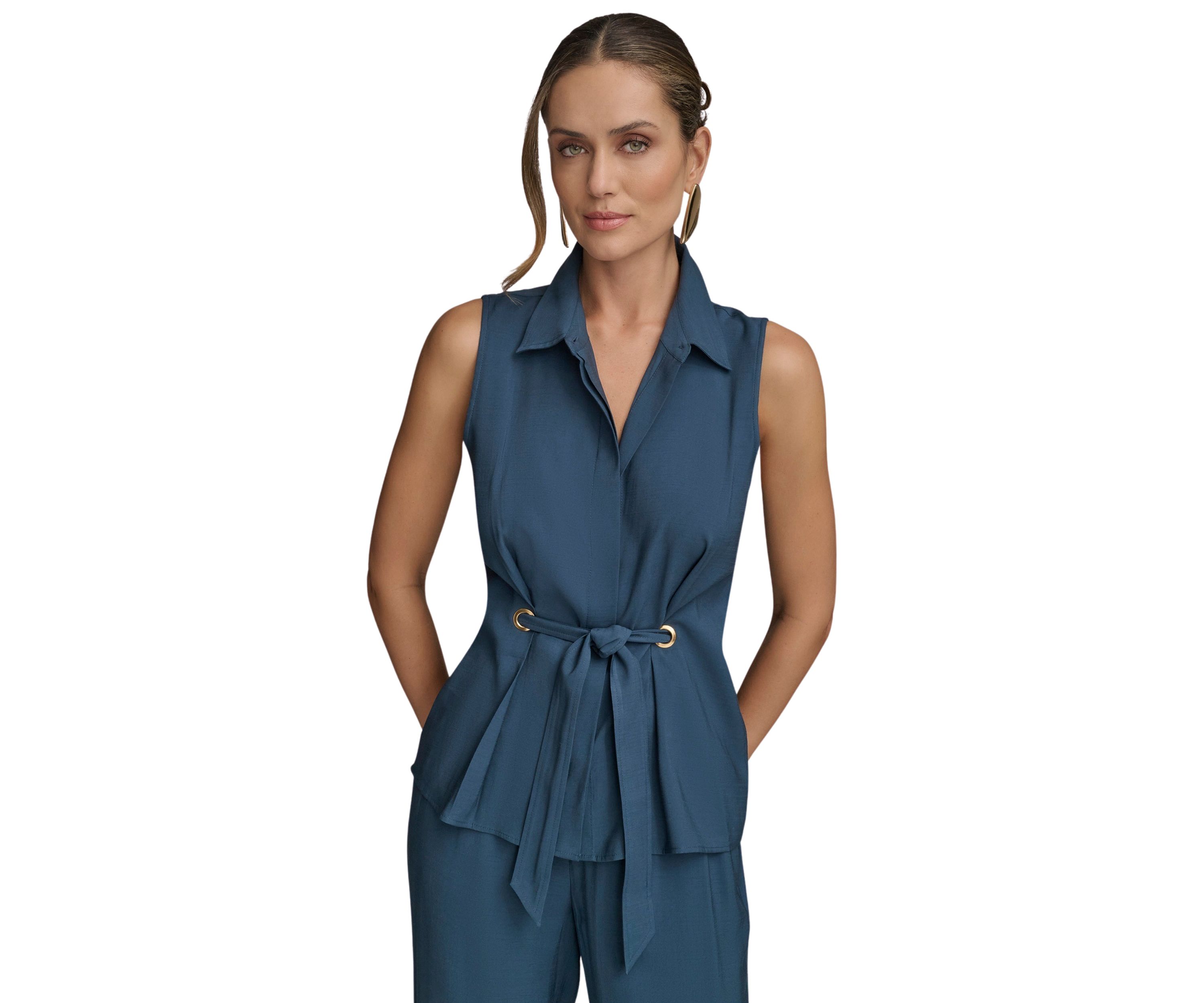 Womens Sleeveless Tie Waist Vest 