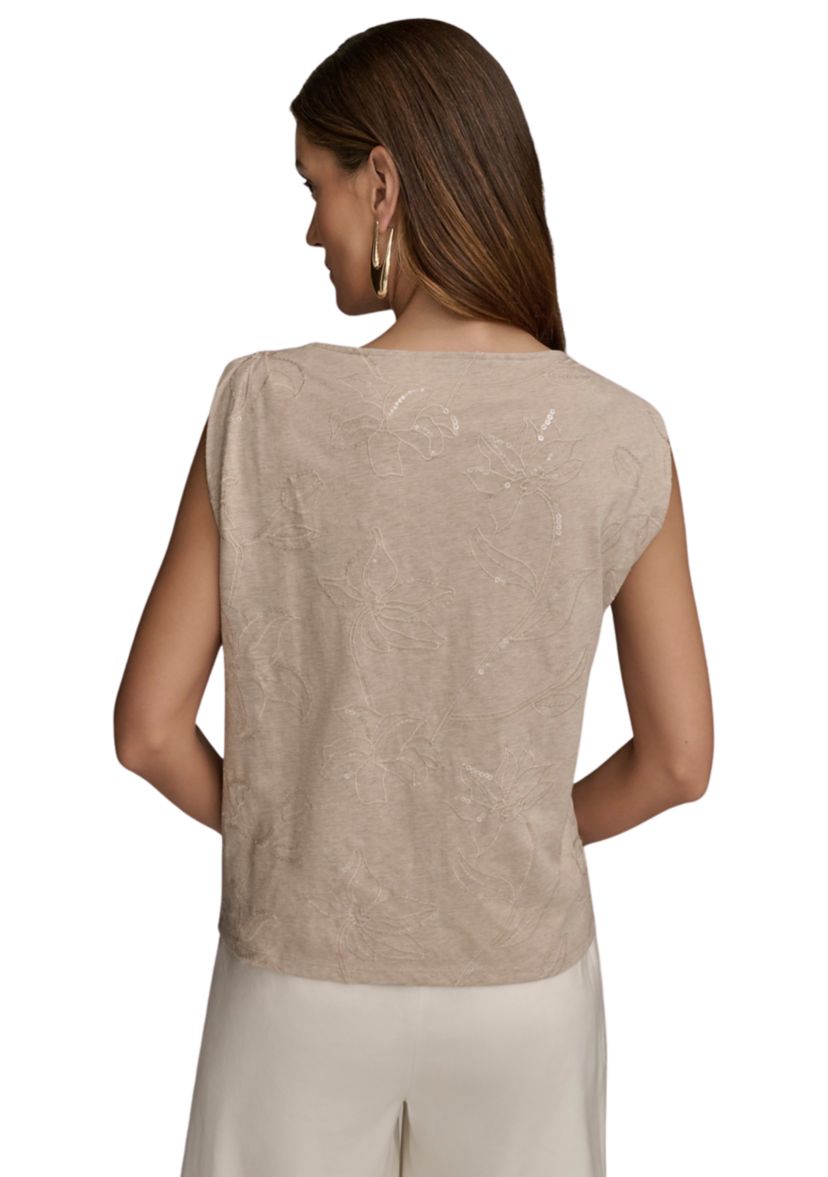 Womens Sleeveless Twist Asymmetrical Neck Blouse