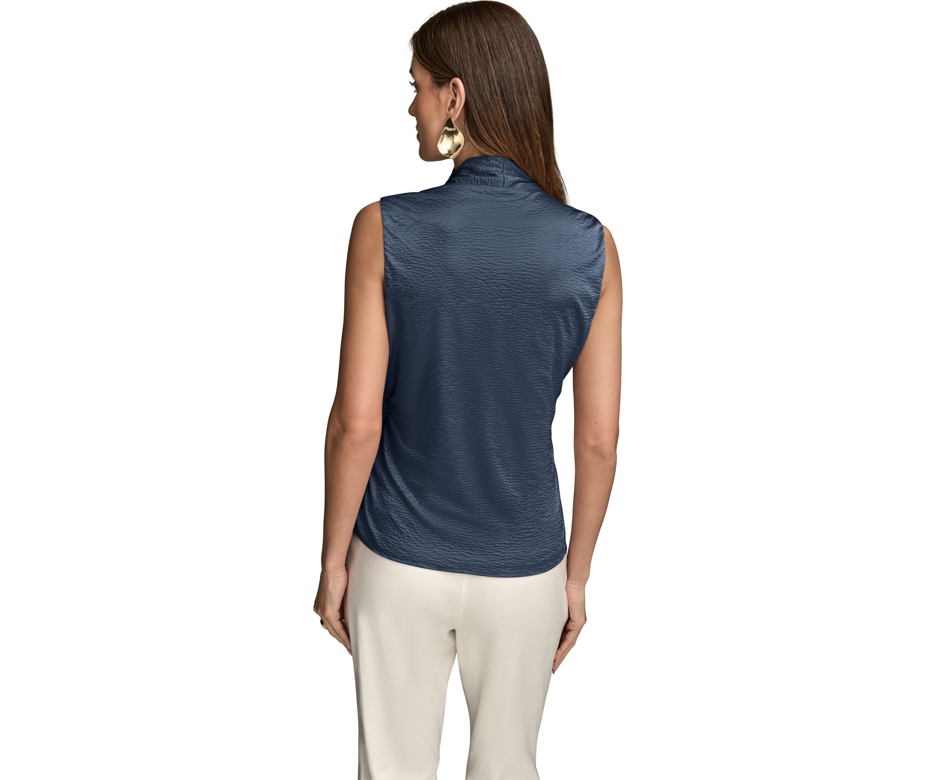 Womens V-Neck Tie Waist Blouse