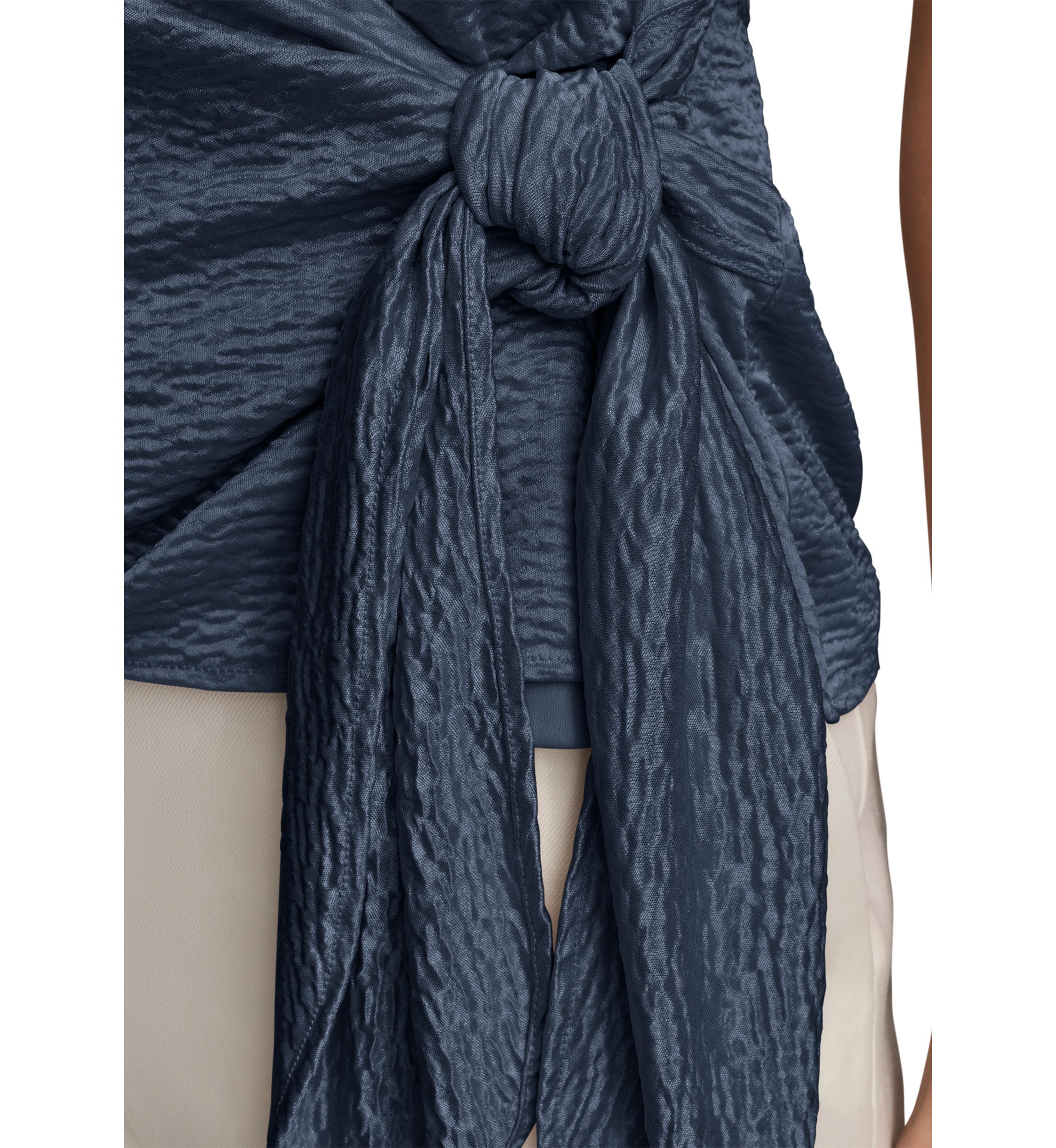 Womens V-Neck Tie Waist Blouse