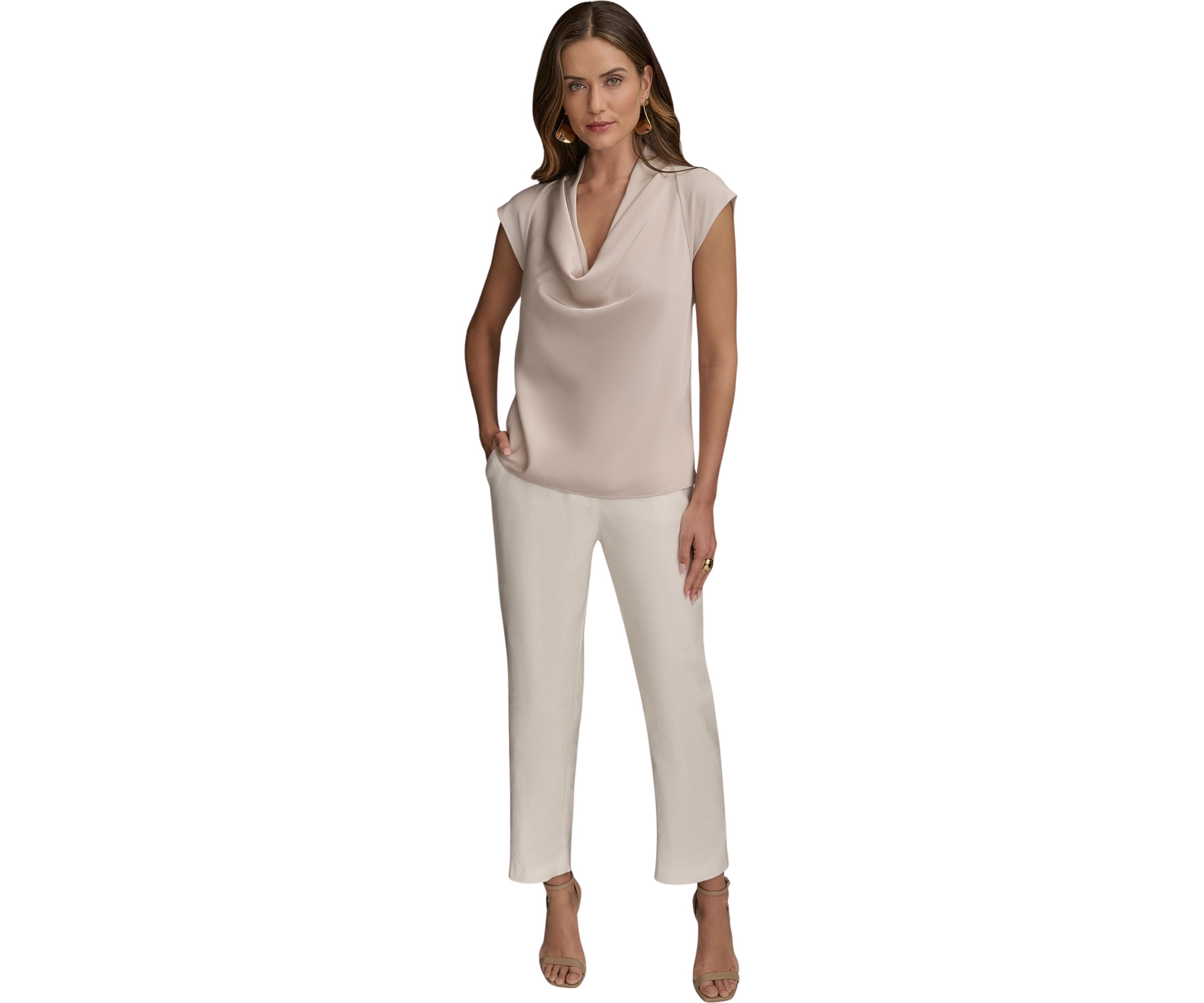 Womens Sleeveless Cowl Neck Blouse
