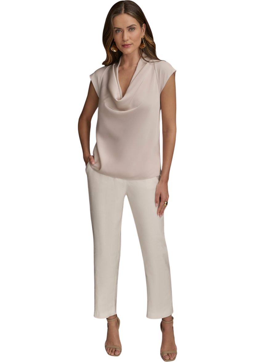 Womens Sleeveless Cowl Neck Blouse
