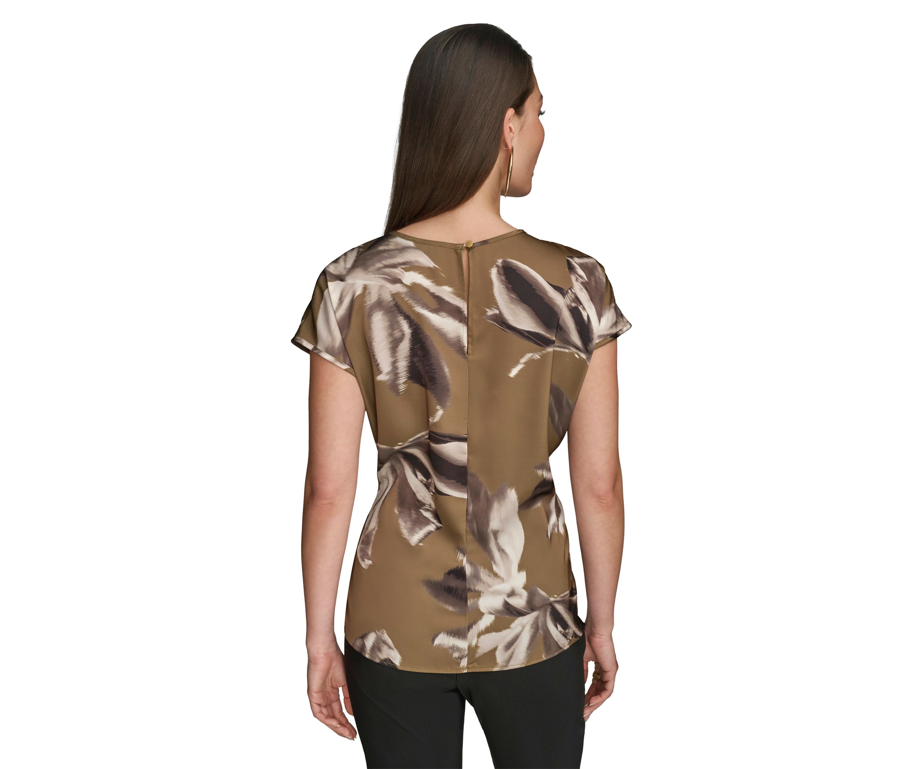 Womens Side Hardware Floral Printed Blouse