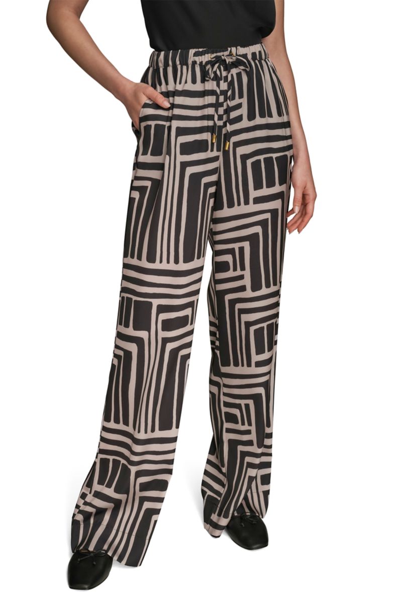 Womens Wide Leg Printed Pants