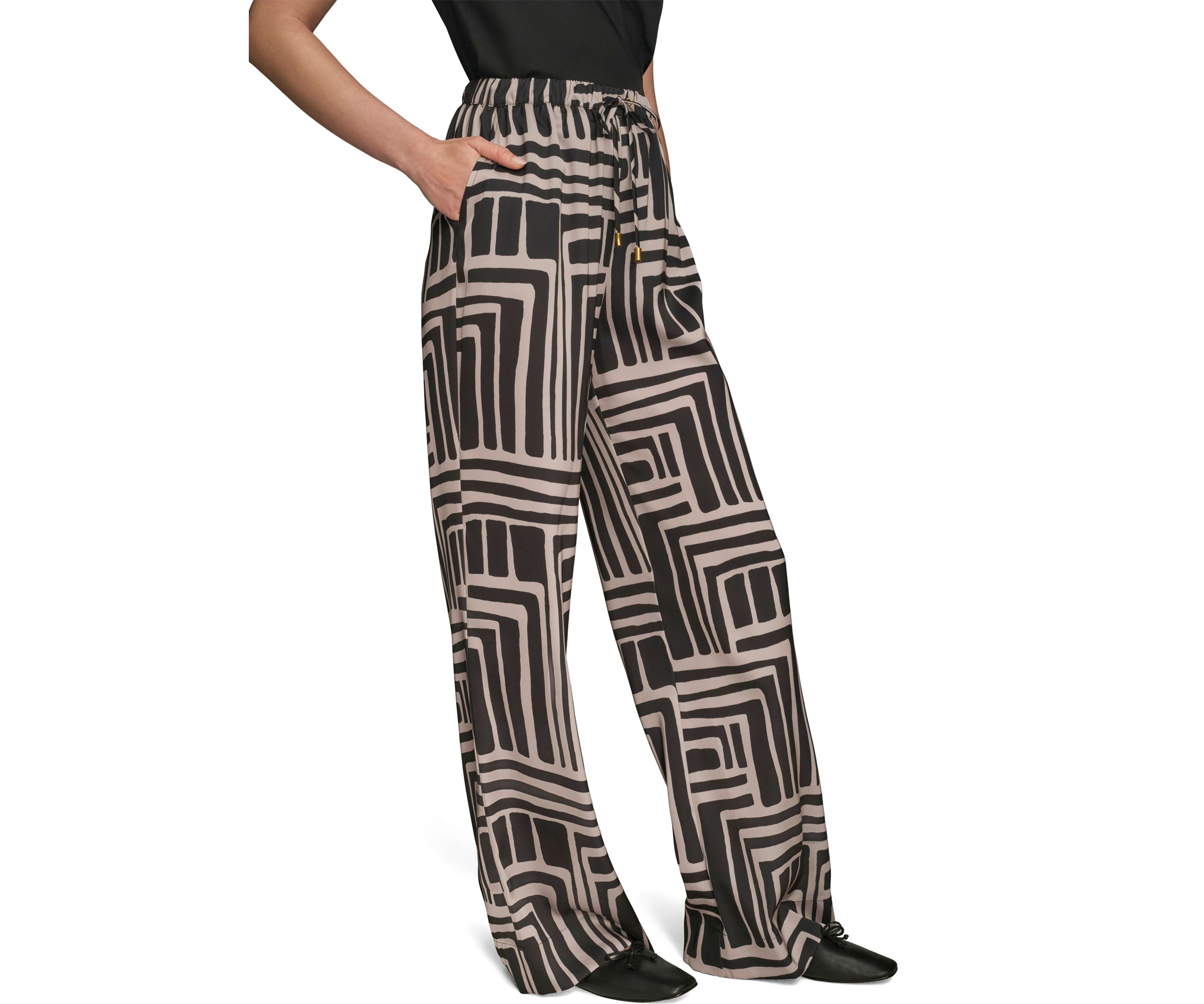 Womens Wide Leg Printed Pants