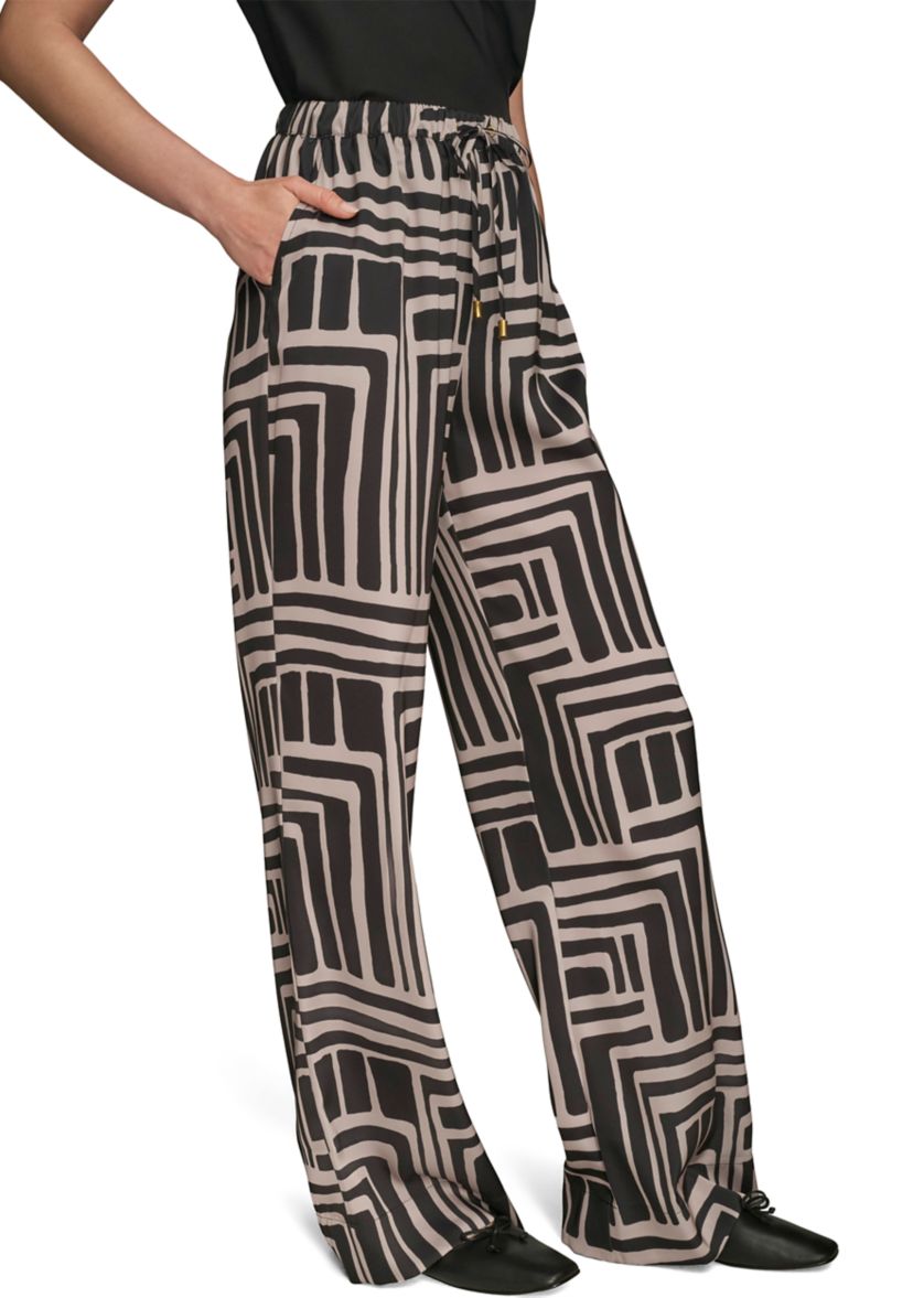 Womens Wide Leg Printed Pants