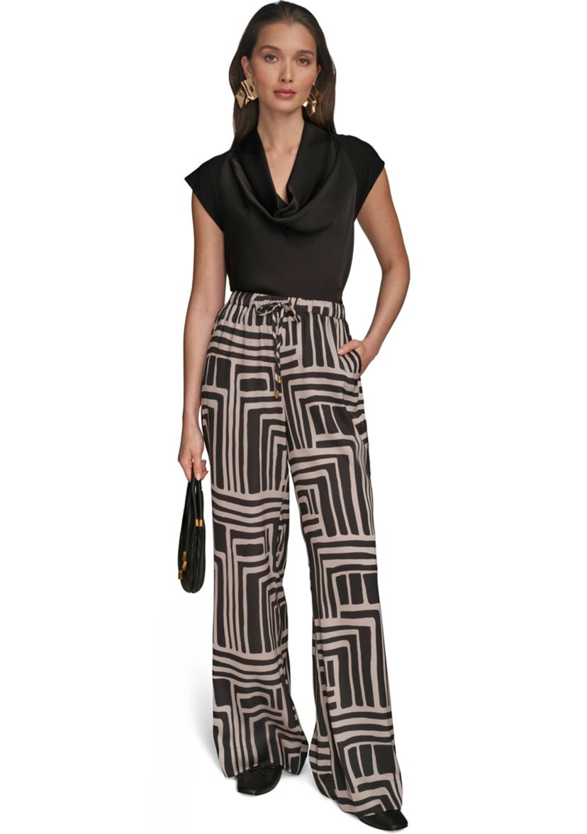 Womens Wide Leg Printed Pants