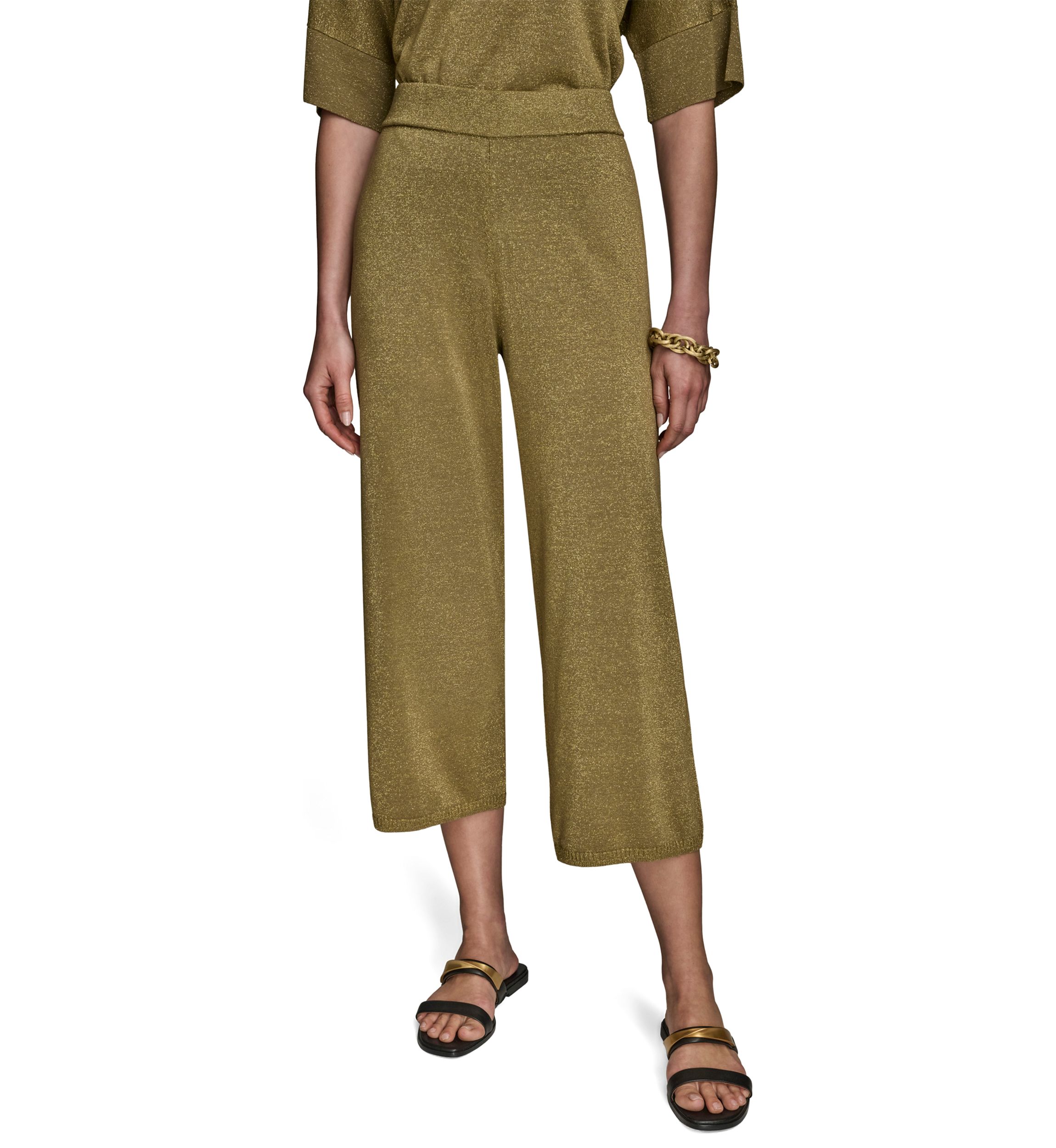 Womens Wide Leg Shimmer Sweater Pants