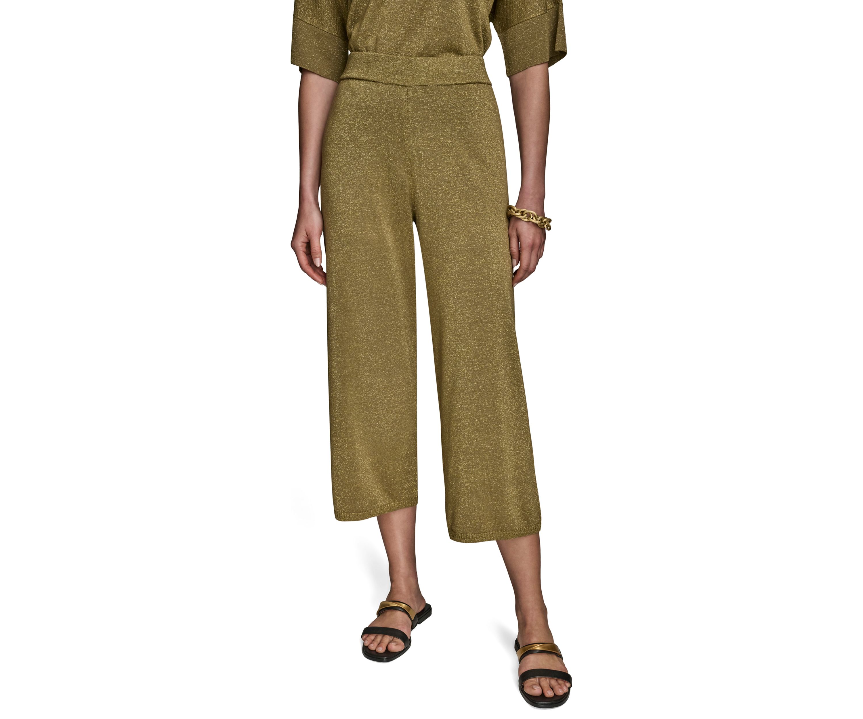 Womens Wide Leg Shimmer Sweater Pants