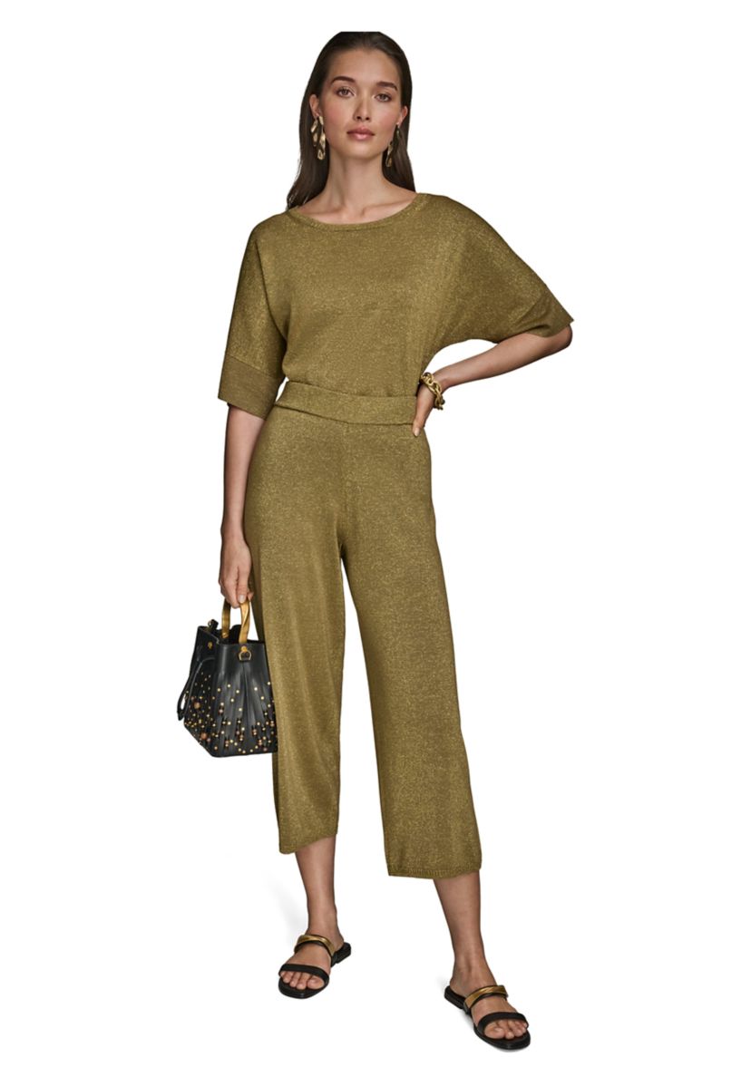 Womens Wide Leg Shimmer Sweater Pants