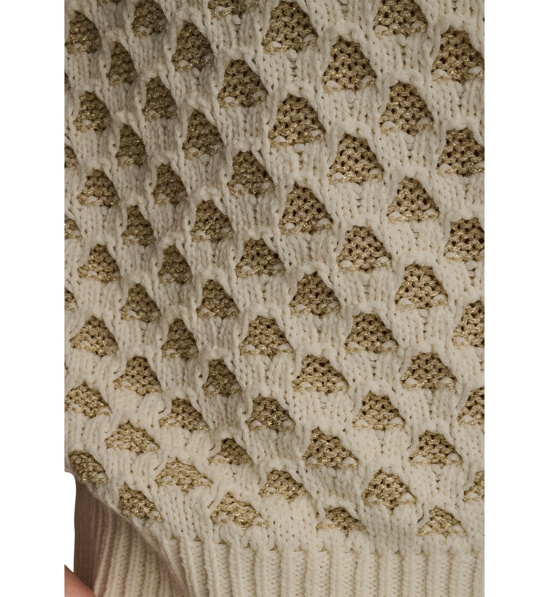 Womens Short Sleeve 2 Tone Honeycomb Sweater