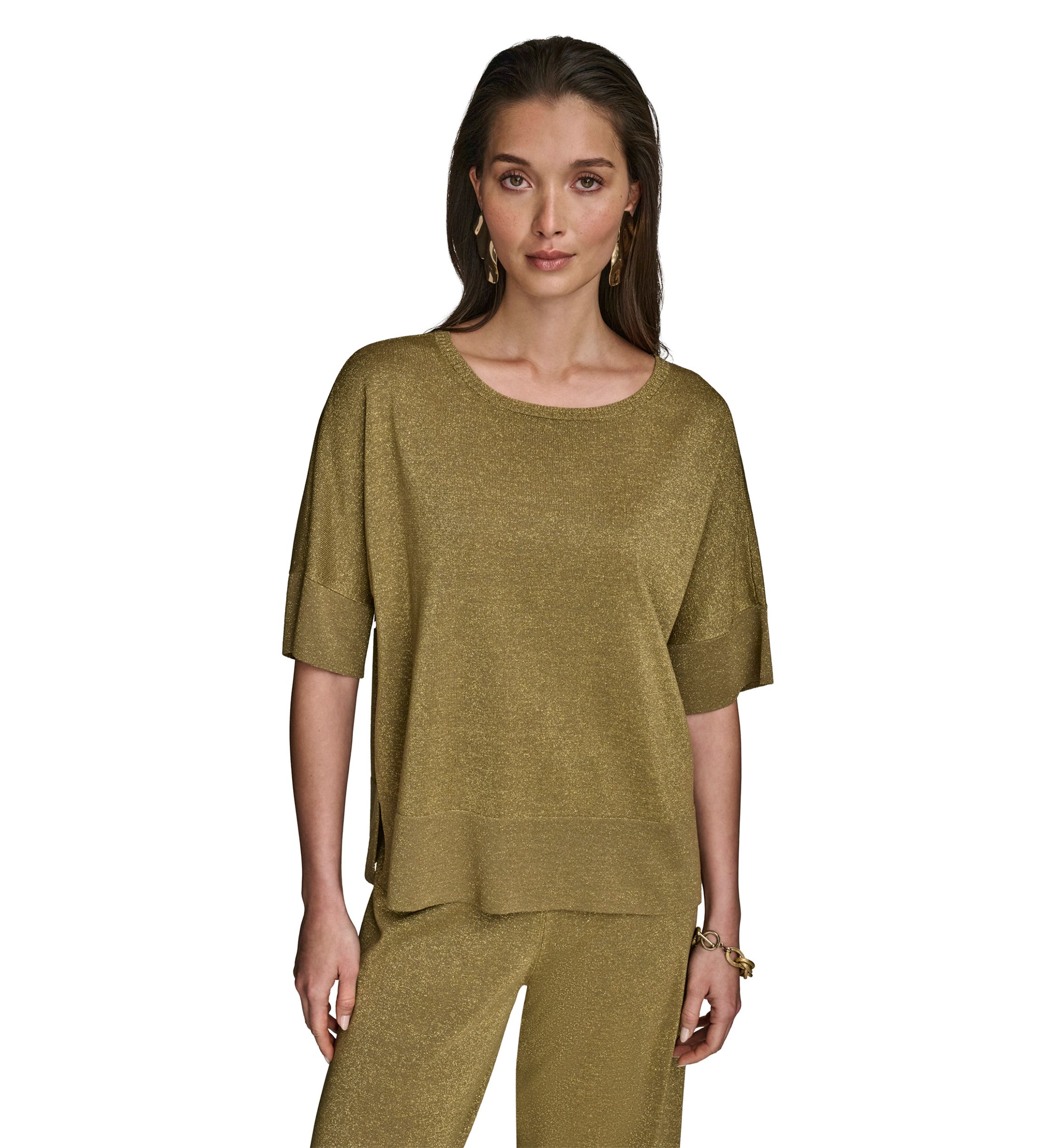 Womens Lurex Dolman Sleeve Sweater
