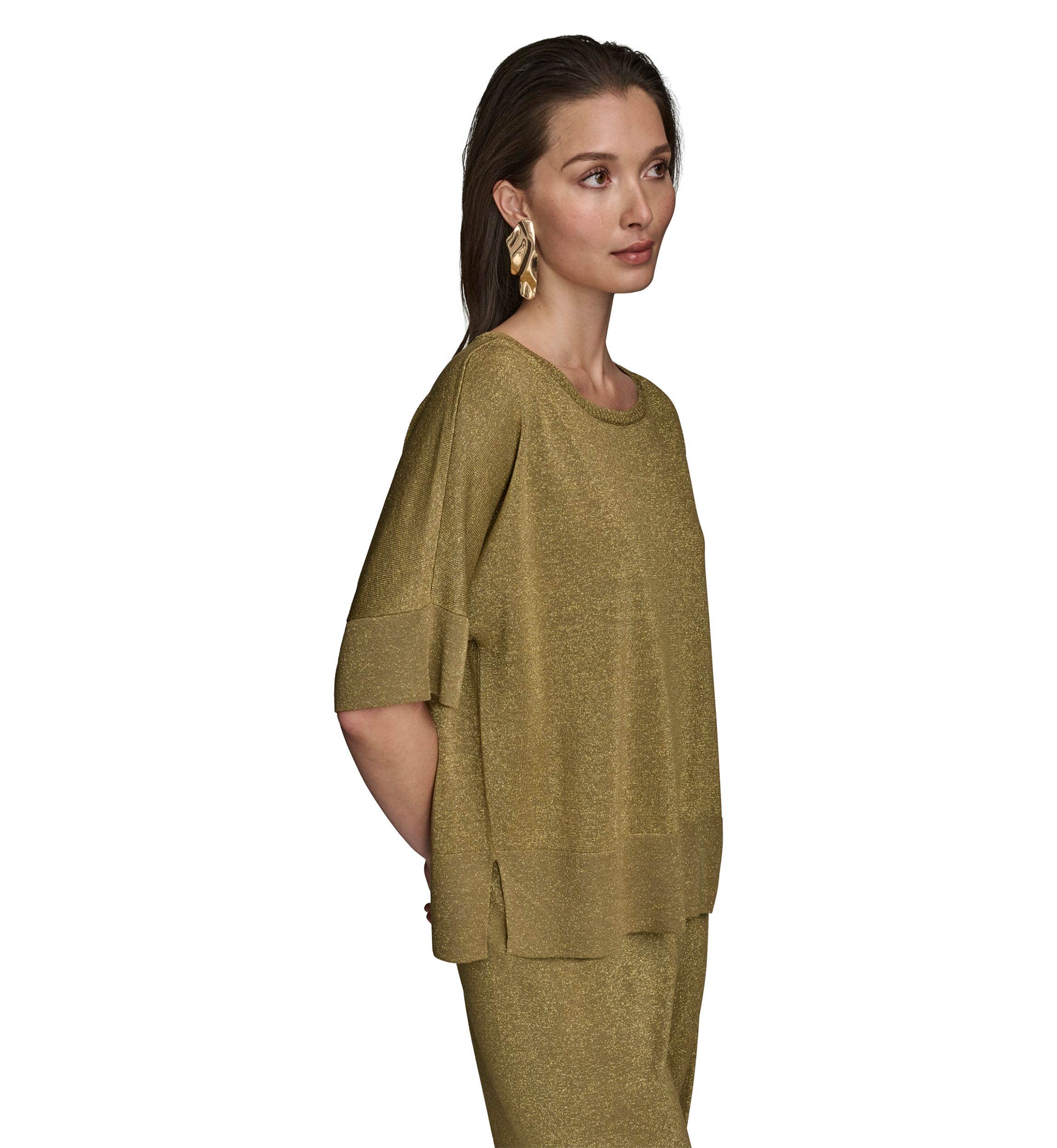 Womens Lurex Dolman Sleeve Sweater
