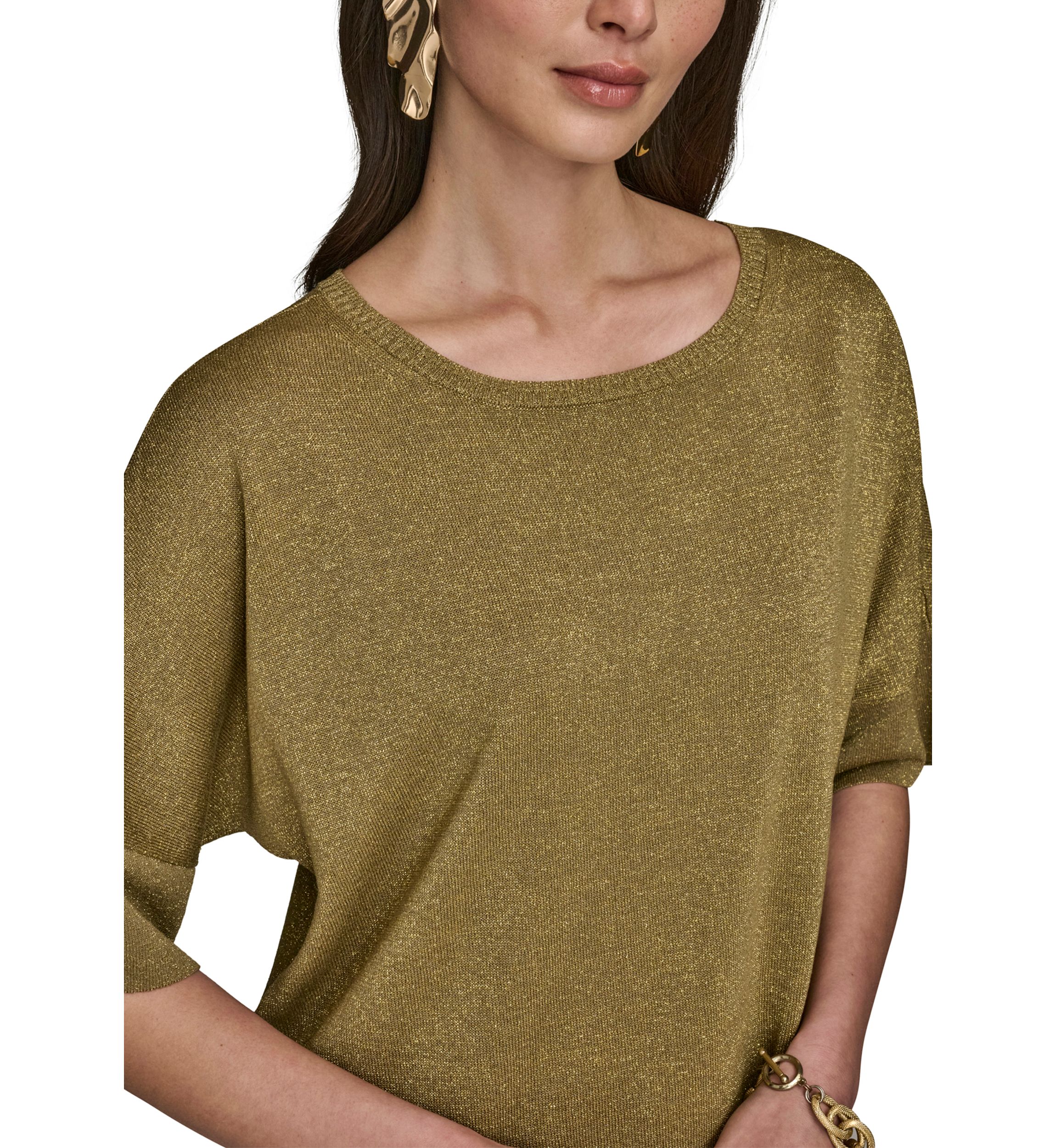 Womens Lurex Dolman Sleeve Sweater