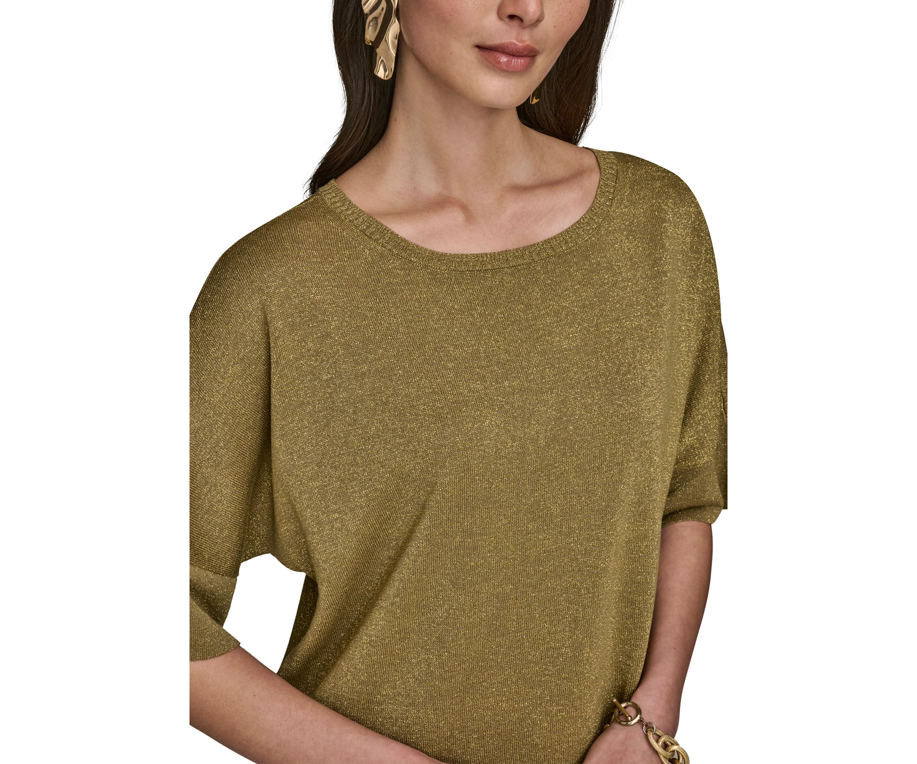 Womens Lurex Dolman Sleeve Sweater