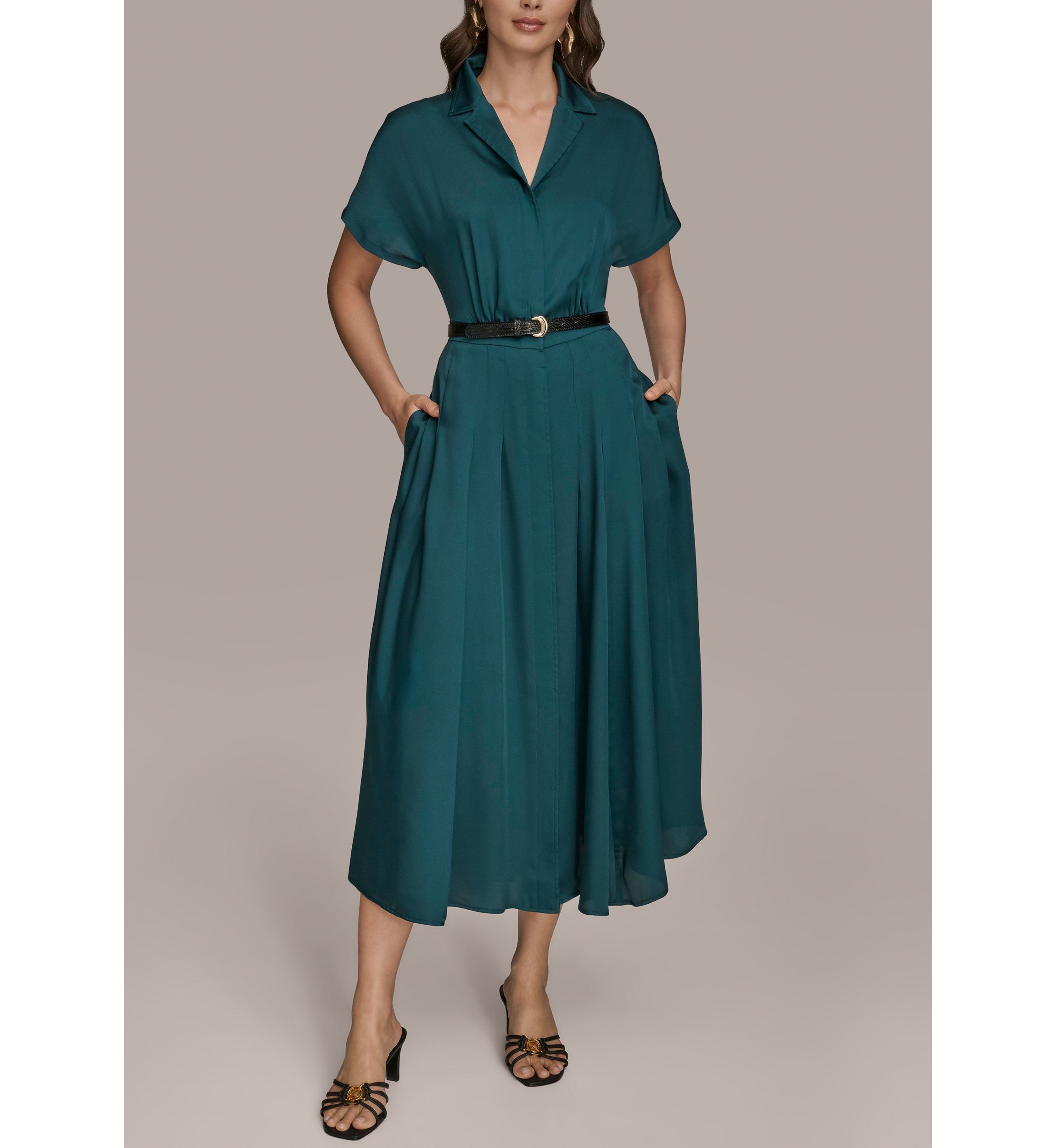 Womens Belted Shirtdress