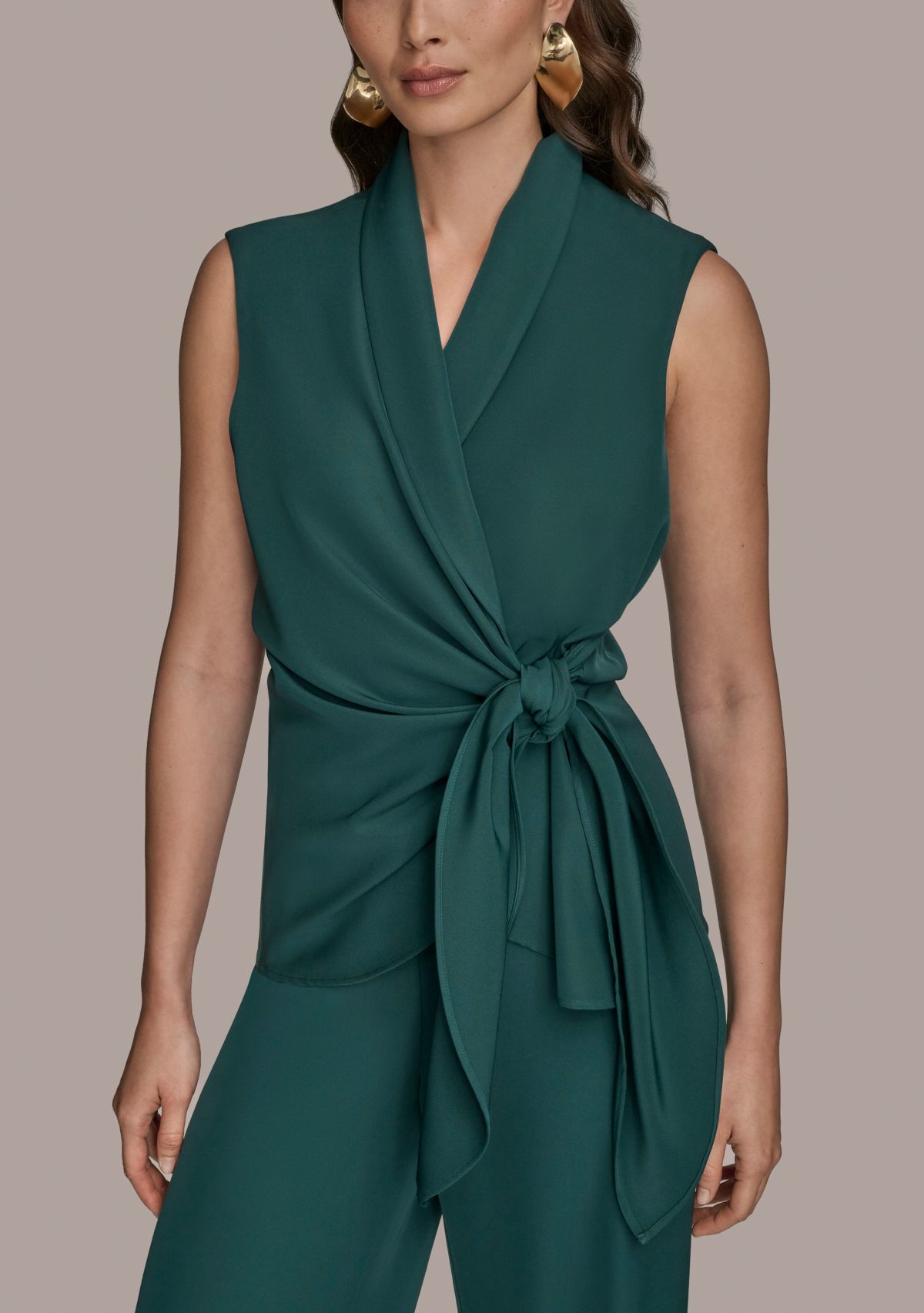 Womens Sleeveless Tie Waist Vest