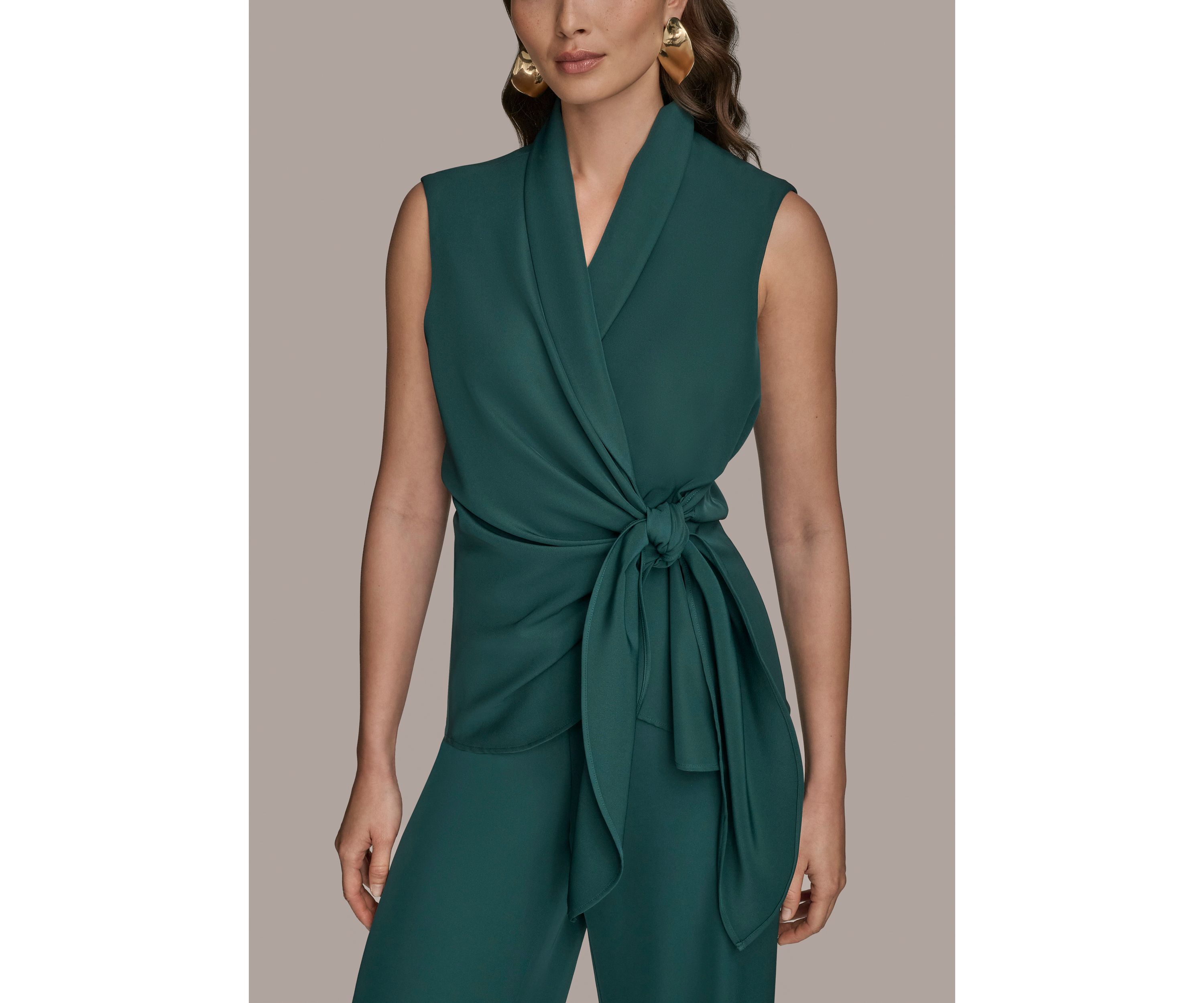 Womens Sleeveless Tie Waist Vest