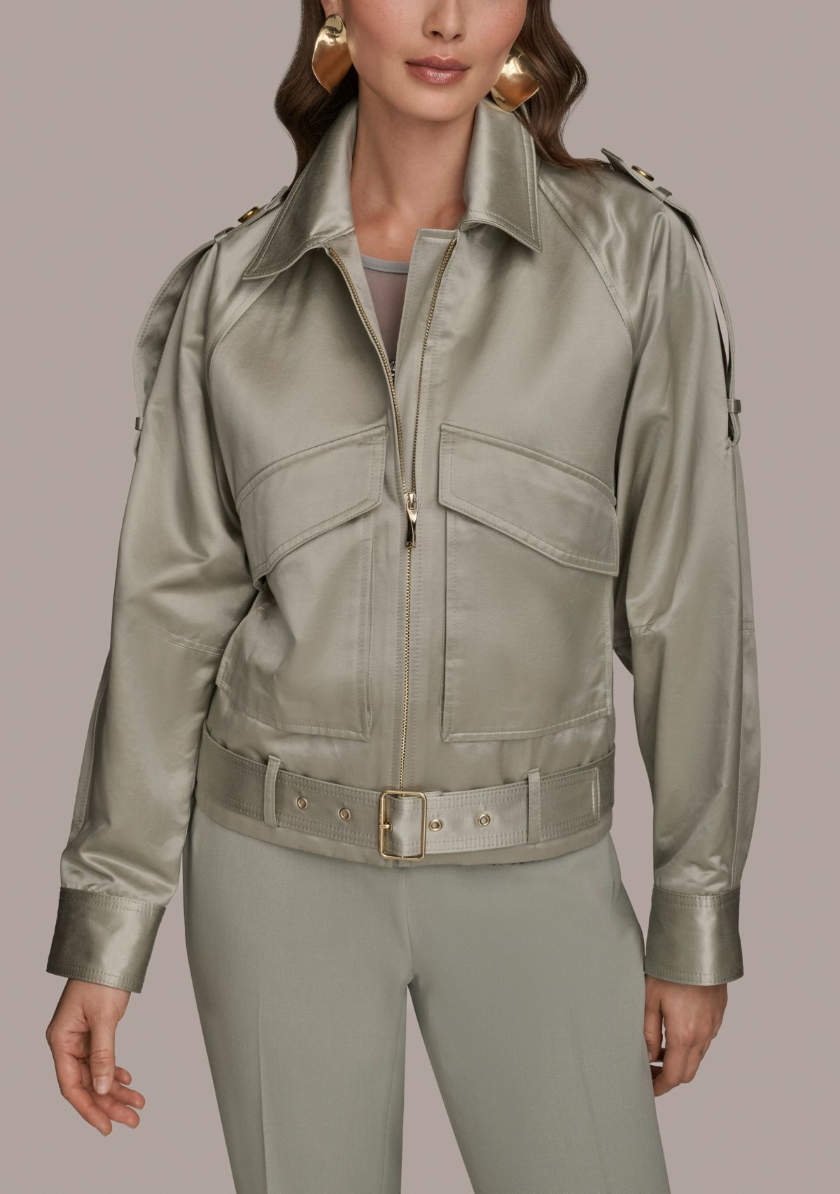 Womens Metallic Utility Jacket