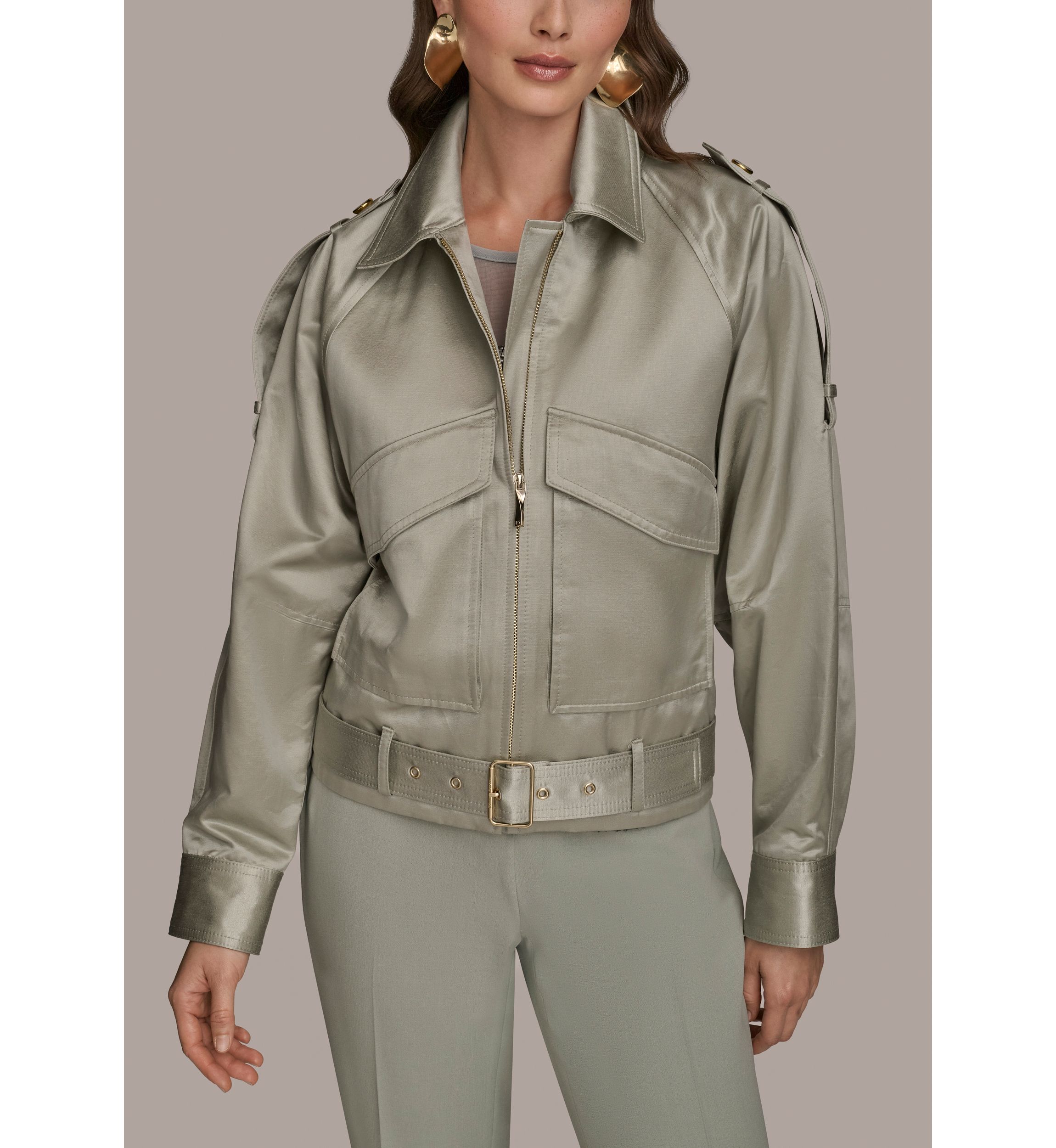 Womens Metallic Utility Jacket