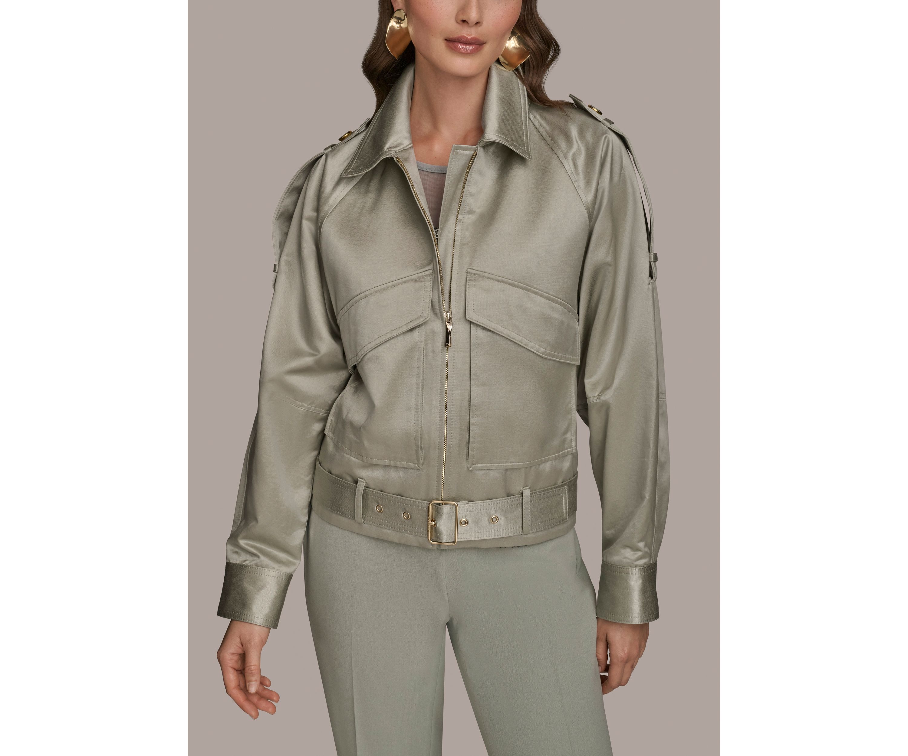 Womens Metallic Utility Jacket