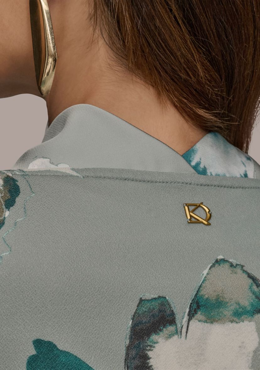 Womens Floral Printed Cowl Neck Blouse