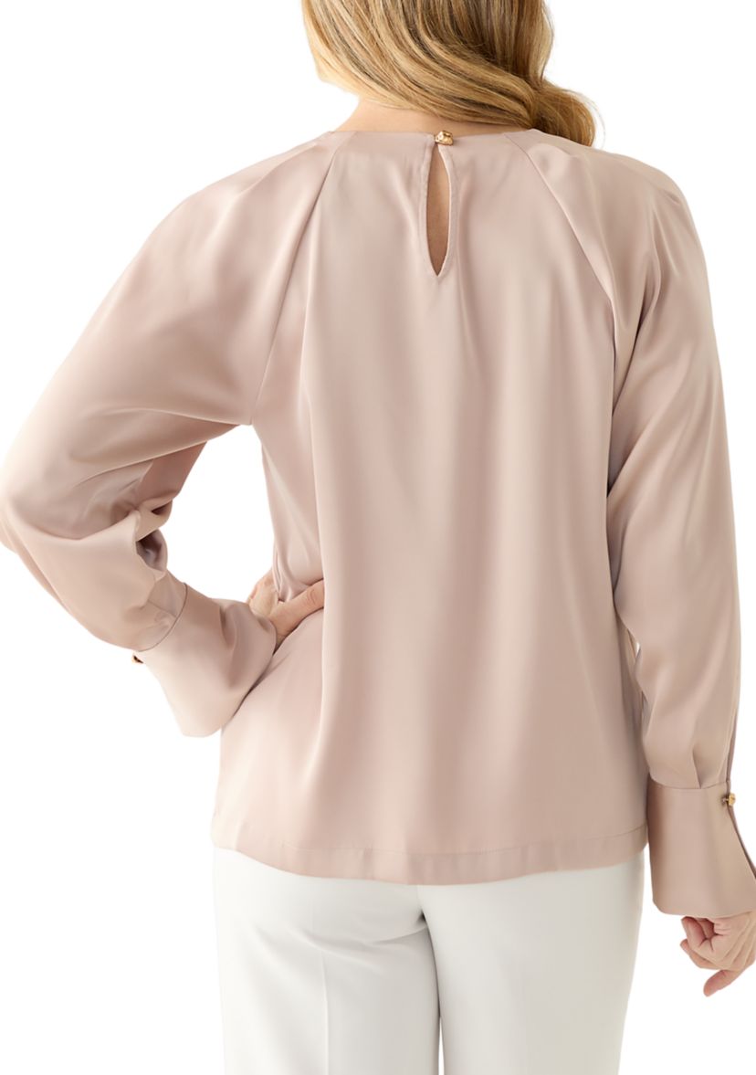 Womens Long Sleeve Crepe Knit Top