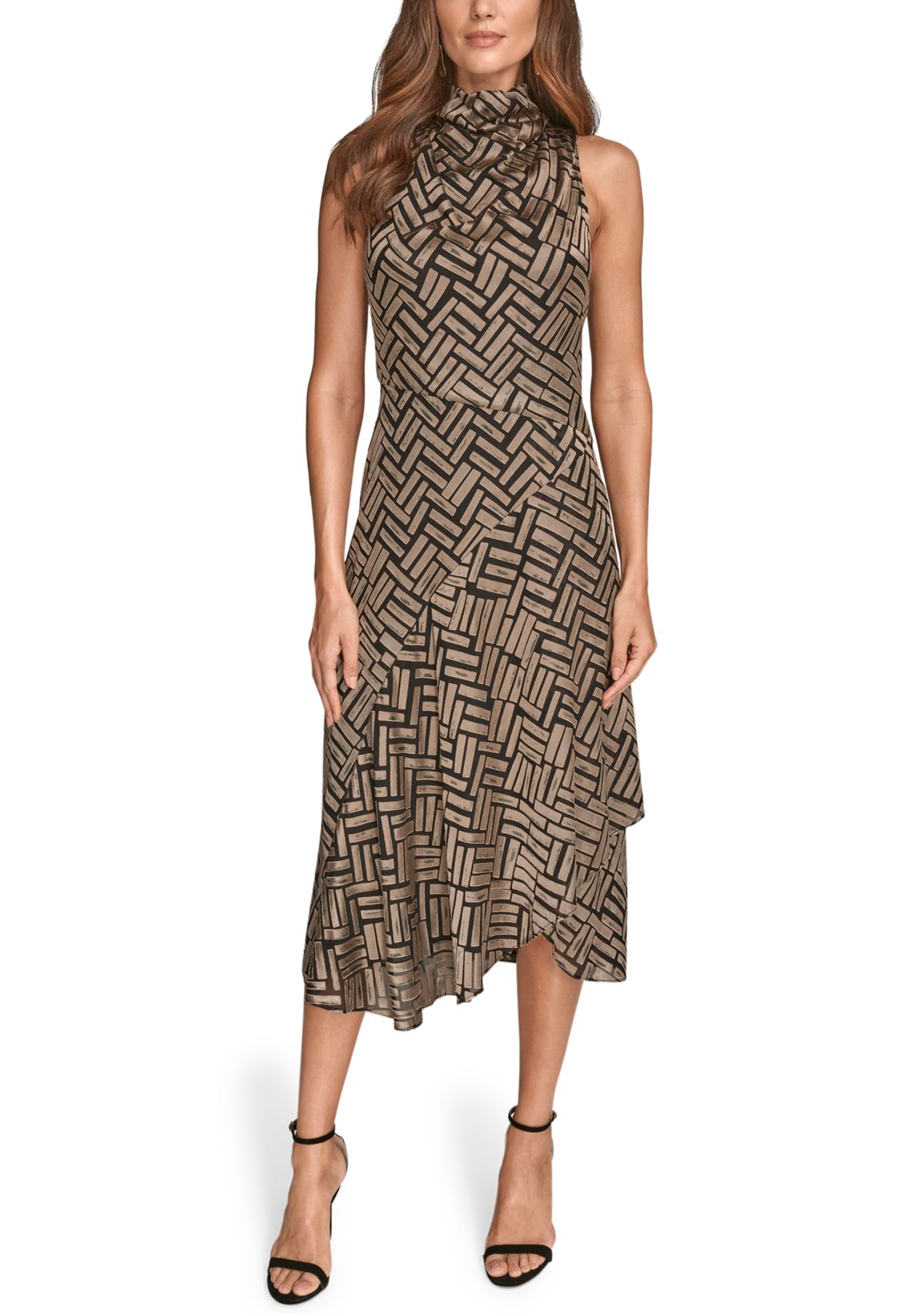 Womens Sleeveless Chevron Burnout Dress