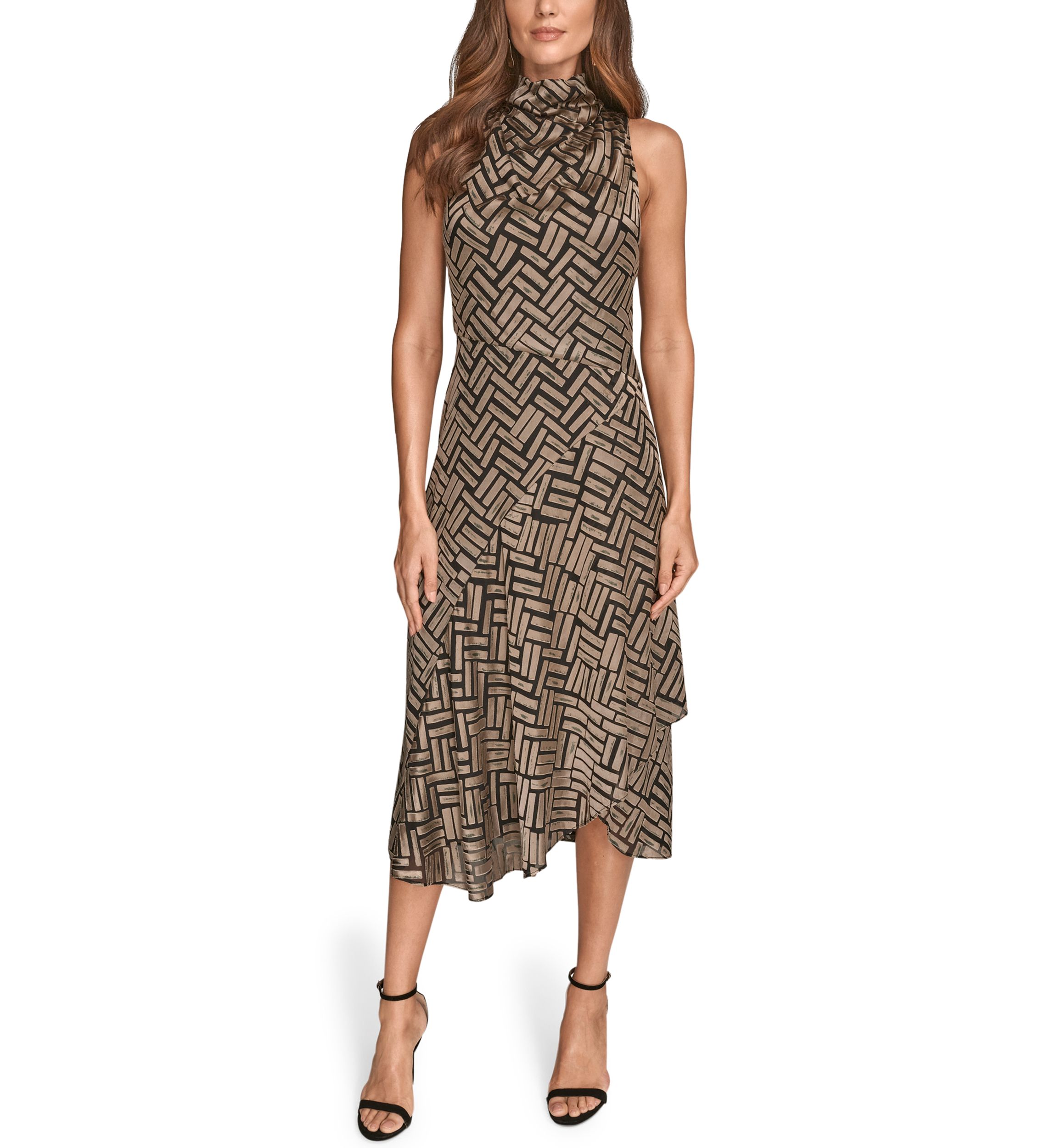Womens Sleeveless Chevron Burnout Dress