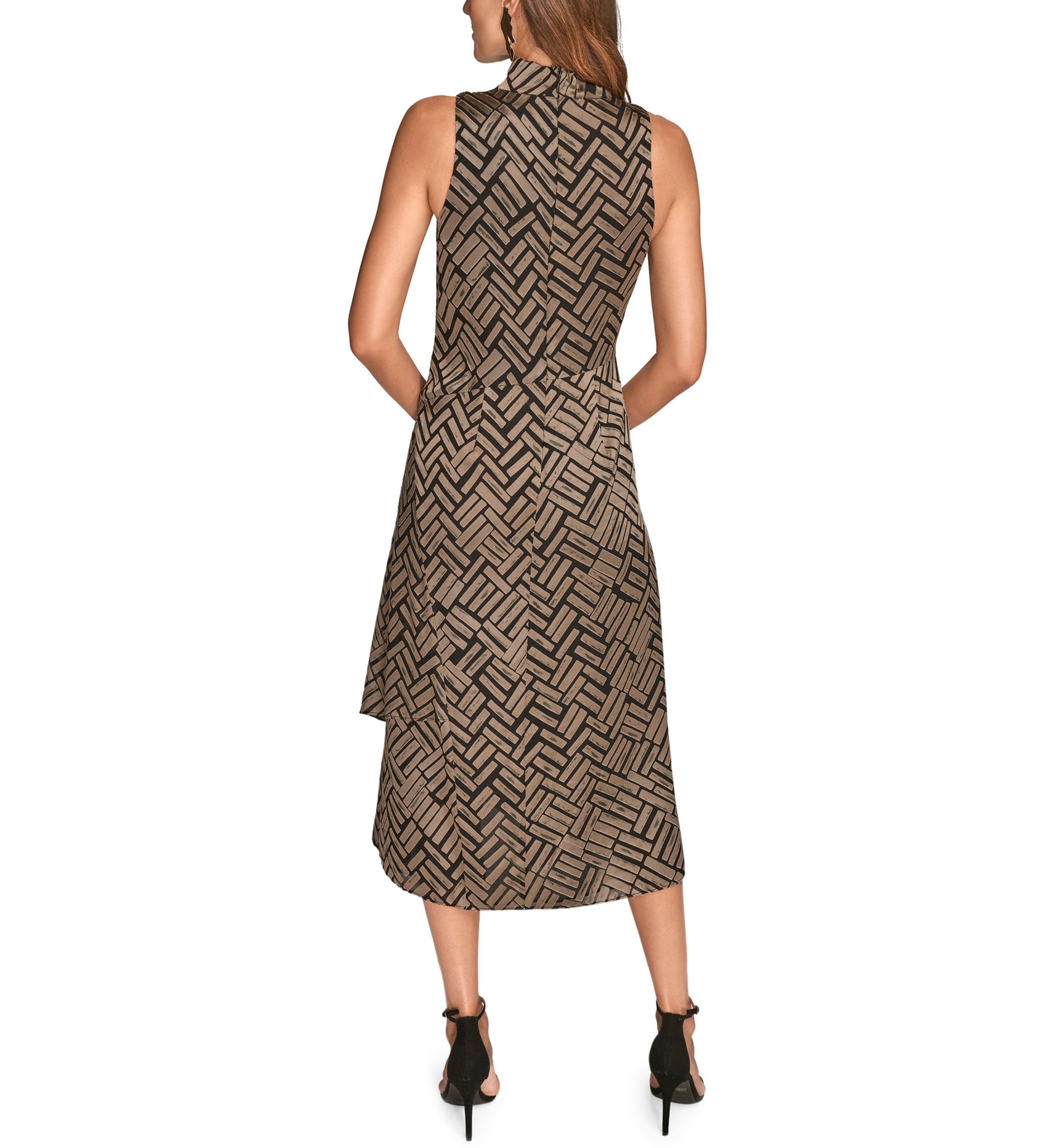Womens Sleeveless Chevron Burnout Dress