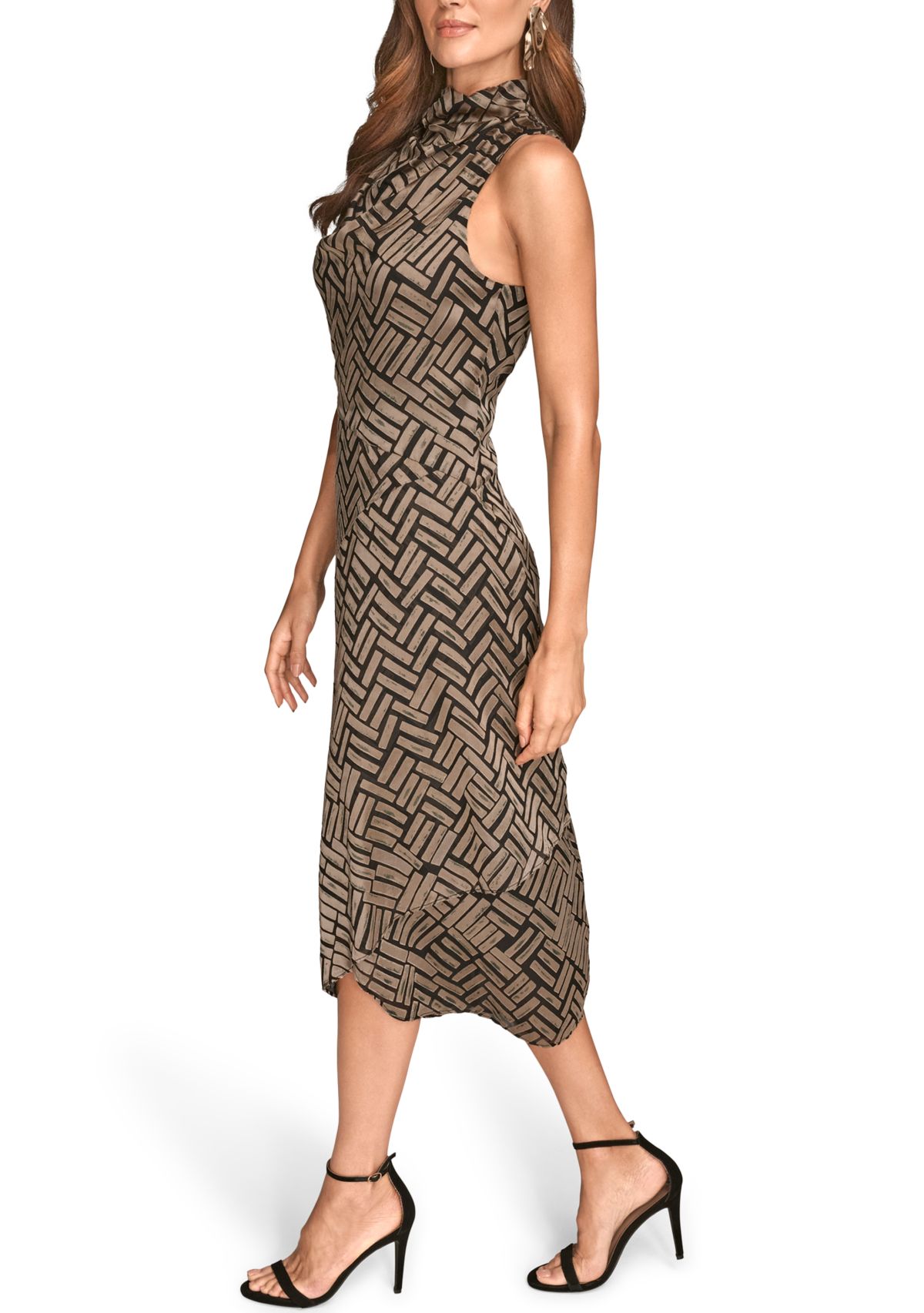 Womens Sleeveless Chevron Burnout Dress