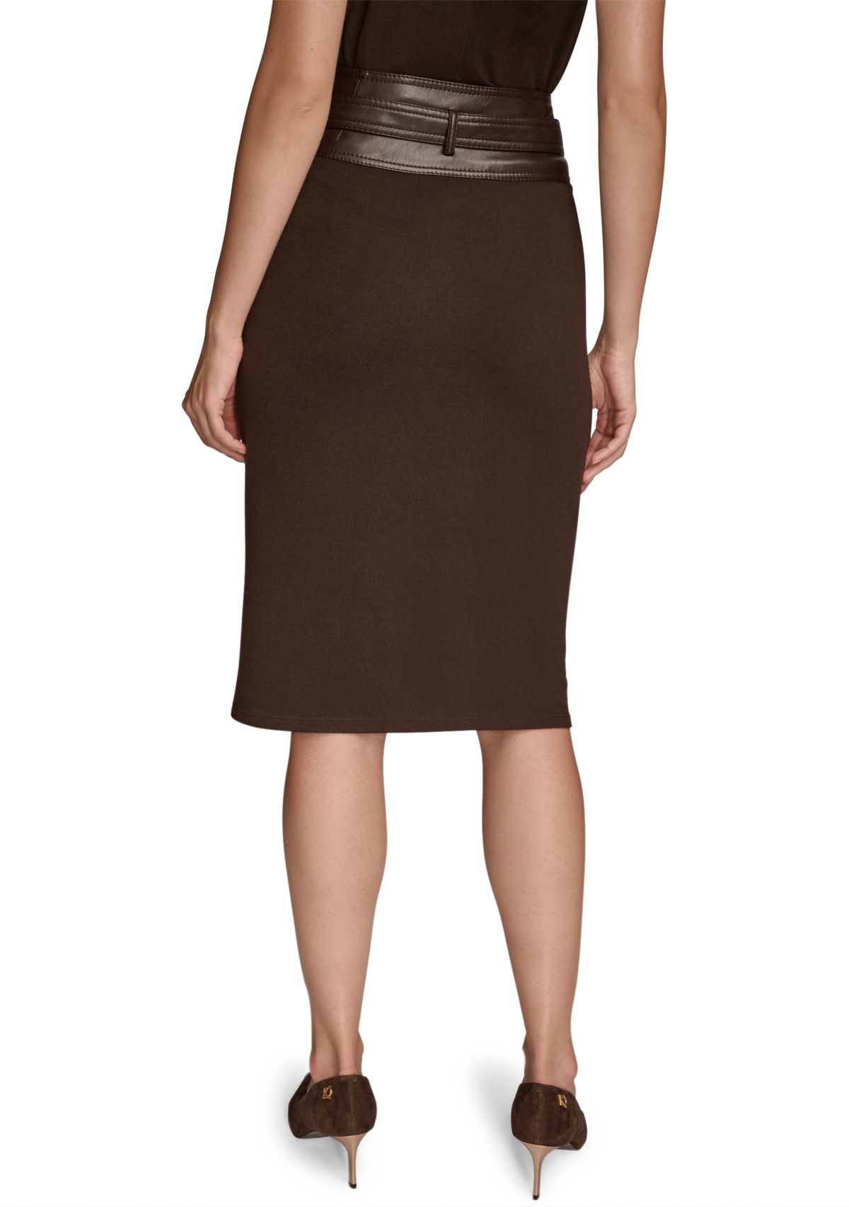 Womens Faux Wrap Belted Skirt 