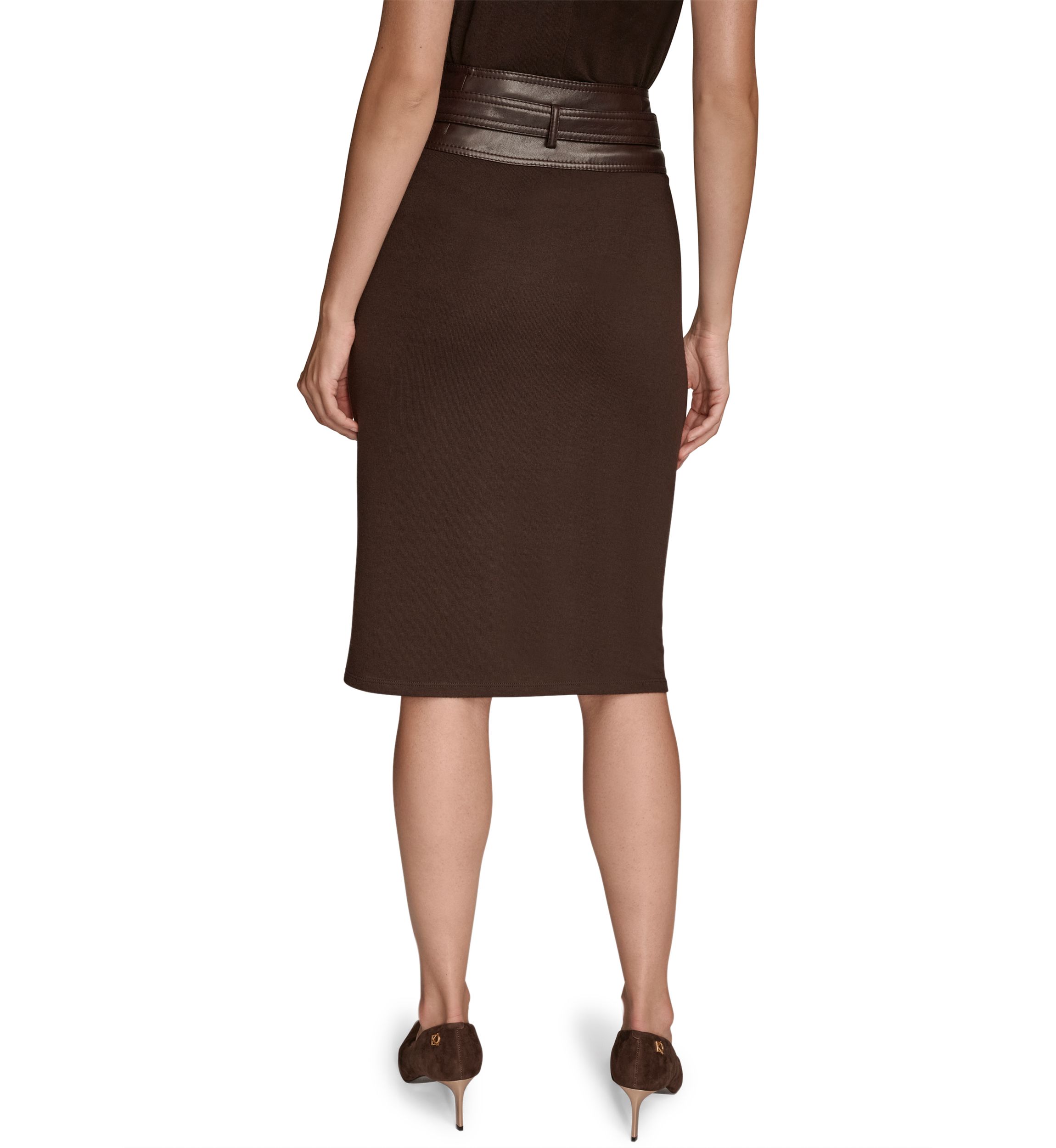 Womens Faux Wrap Belted Skirt 