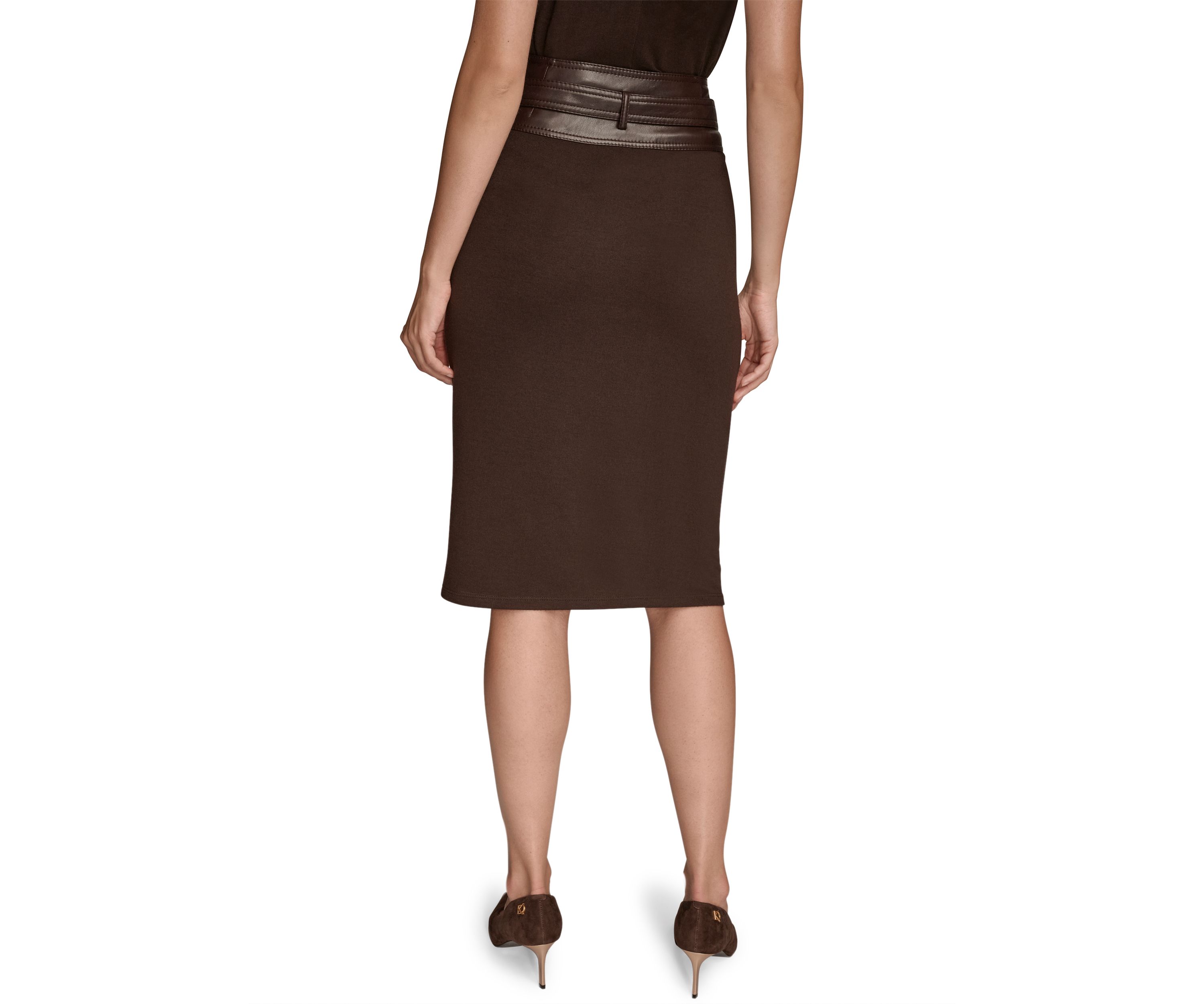 Womens Faux Wrap Belted Skirt 
