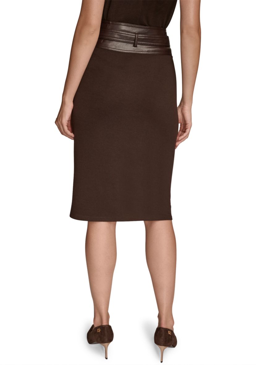 Womens Faux Wrap Belted Skirt 
