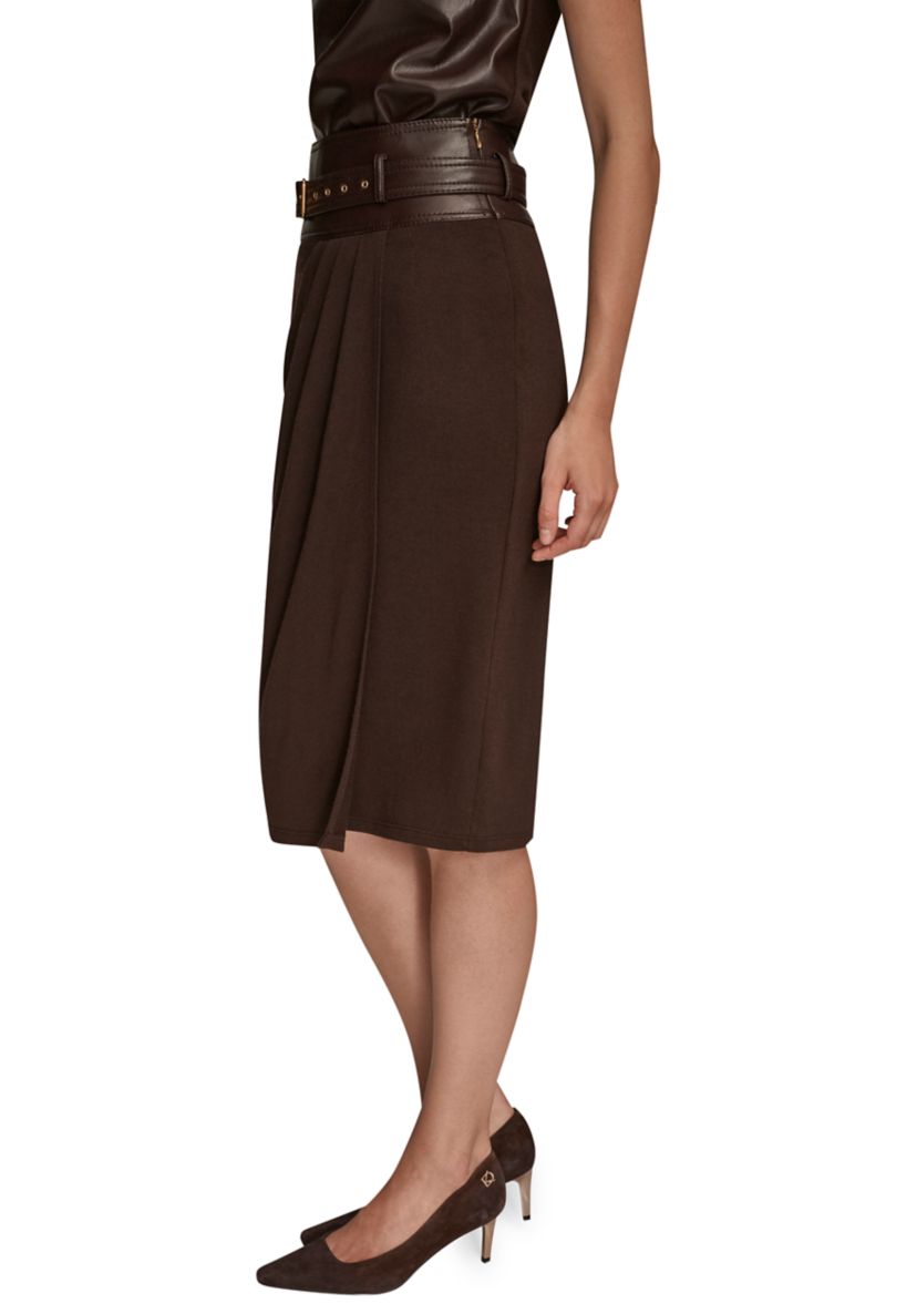 Womens Faux Wrap Belted Skirt 