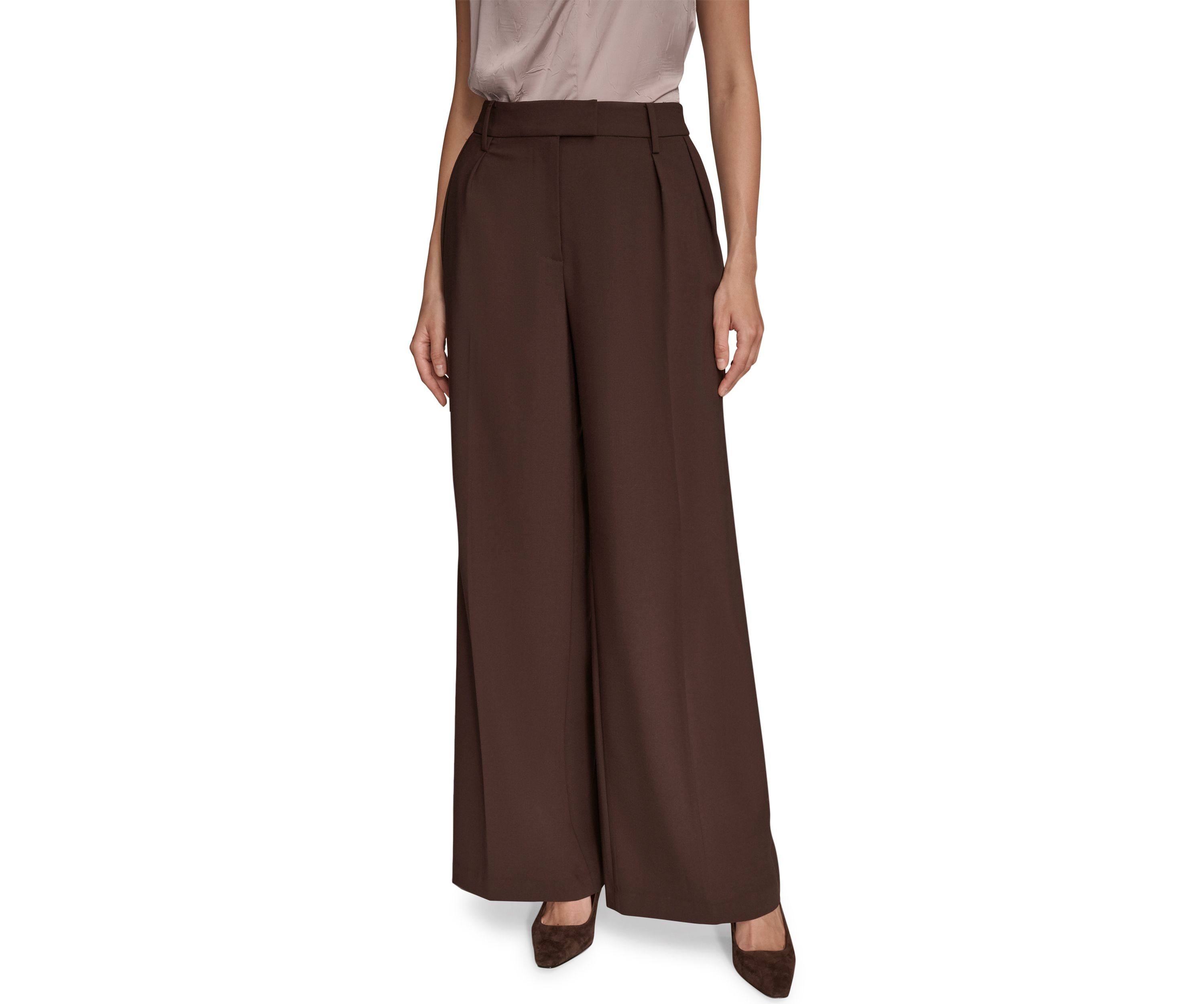 Womens Wide Leg with Tab Waist Pants