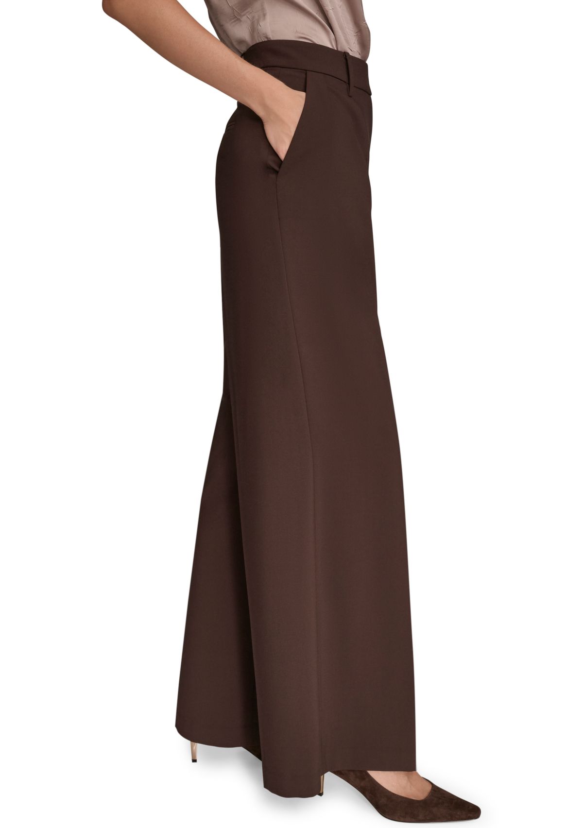 Womens Wide Leg with Tab Waist Pants