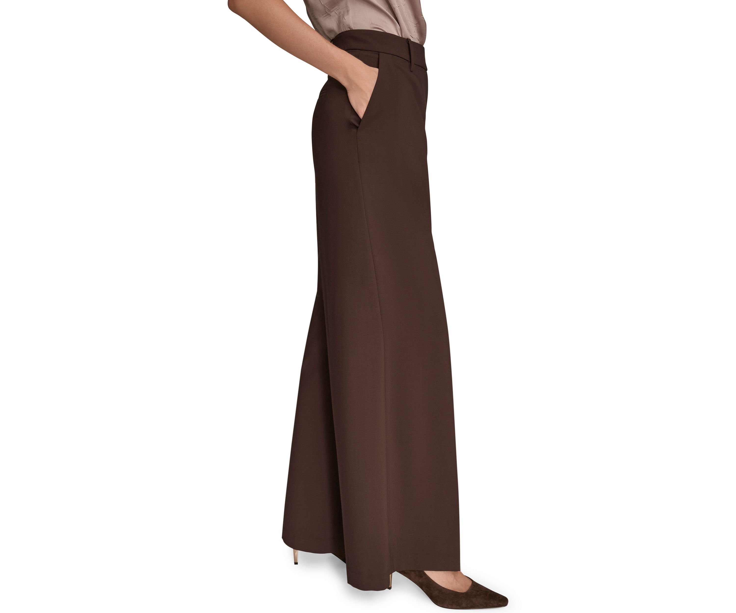 Womens Wide Leg with Tab Waist Pants