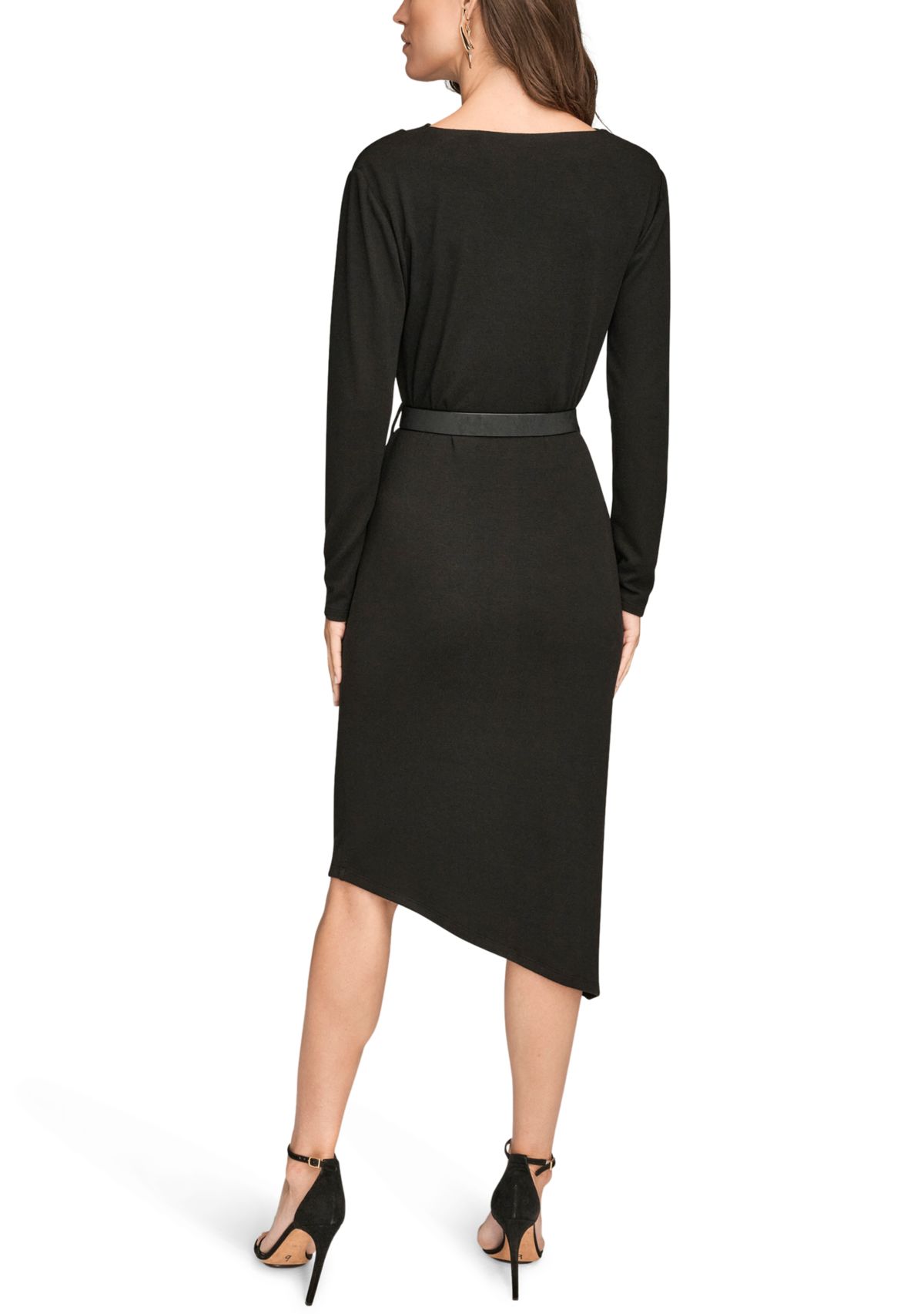 Womens Long Sleeve Cowl Neck Dress with Belt 