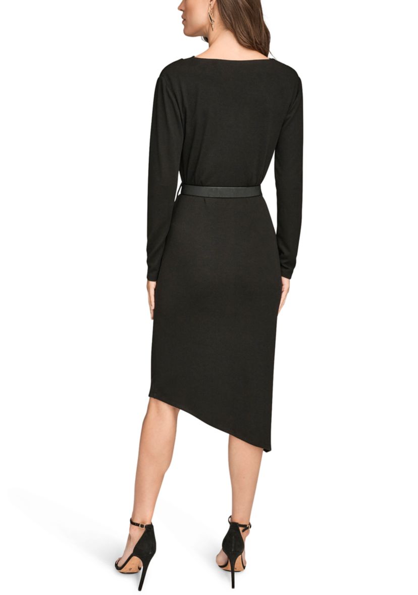 Womens Long Sleeve Cowl Neck Dress with Belt 