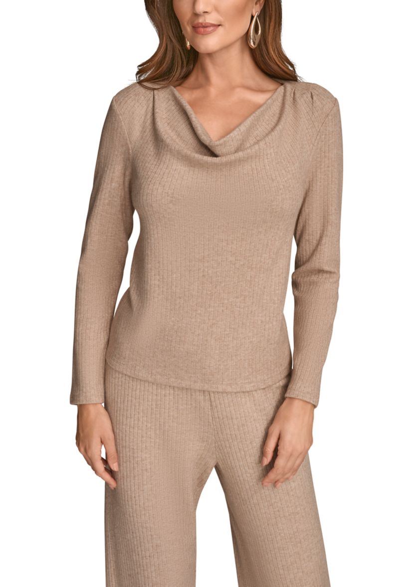 Womens Cowl Neck Lurex Top