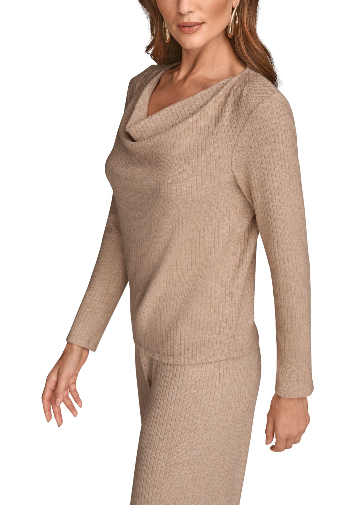 Womens Cowl Neck Lurex Top