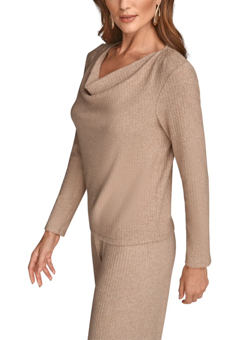 Womens Cowl Neck Lurex Top