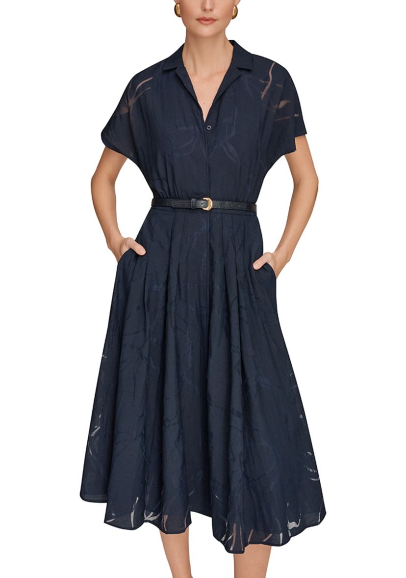Donna Karan New York Women's Short Sleeve Belted Dress | Belk